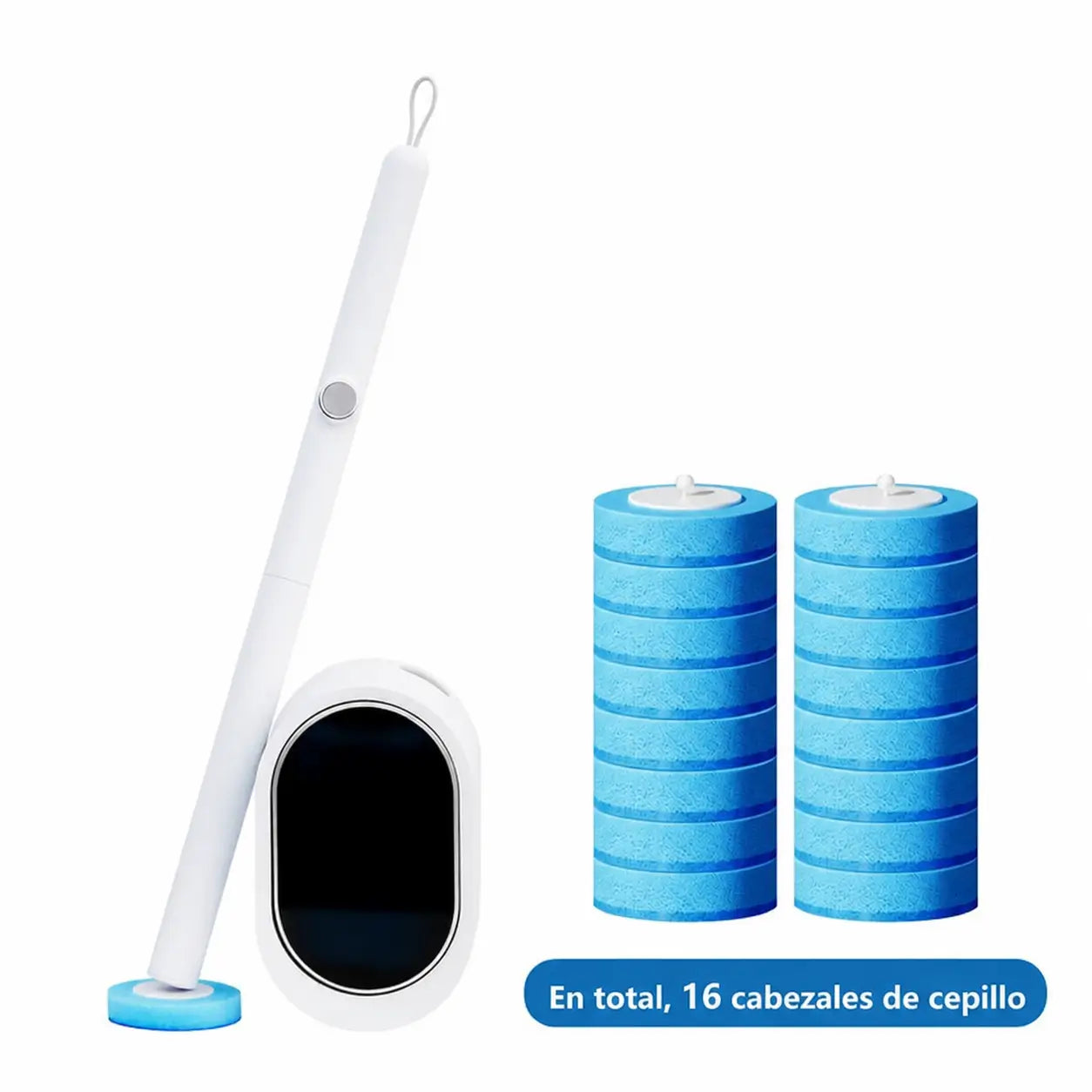 Kit de cepillo para WC con almohadillas desechables autolimpiables y solución incluida para limpiar baño sin enjuague ni malos olores diario