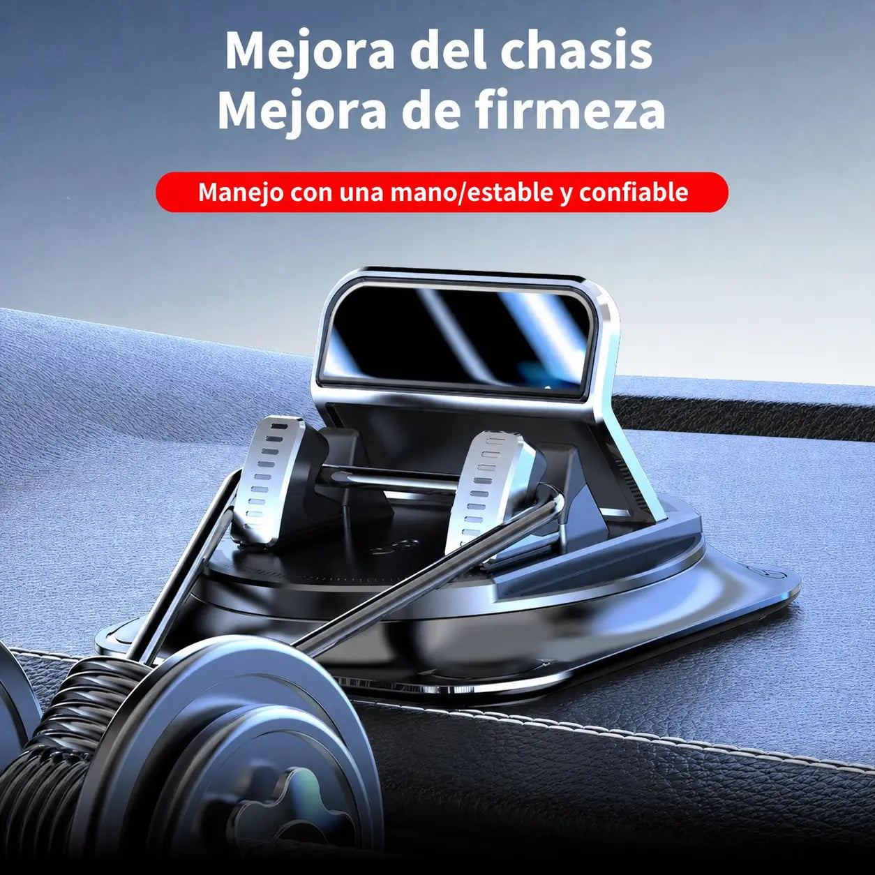 Soporte para celular de auto con rotación 360° y ventosa estable para navegación en tablero, compatible con iPhone y Android segura