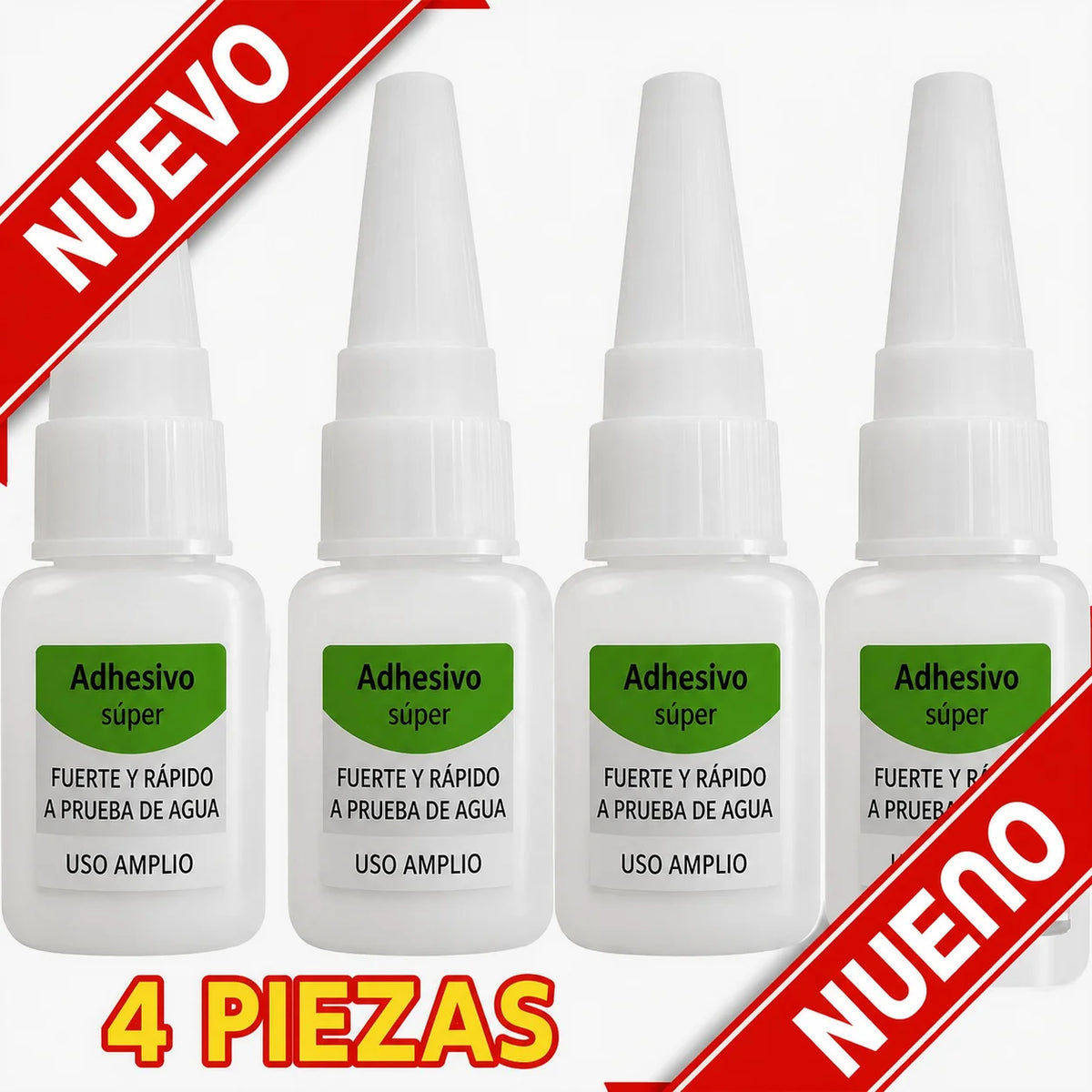 Pegamento instantáneo impermeable de secado rápido, 4 piezas para reparar cerámica, plástico, madera, metal, vidrio y cuero en casa o taller