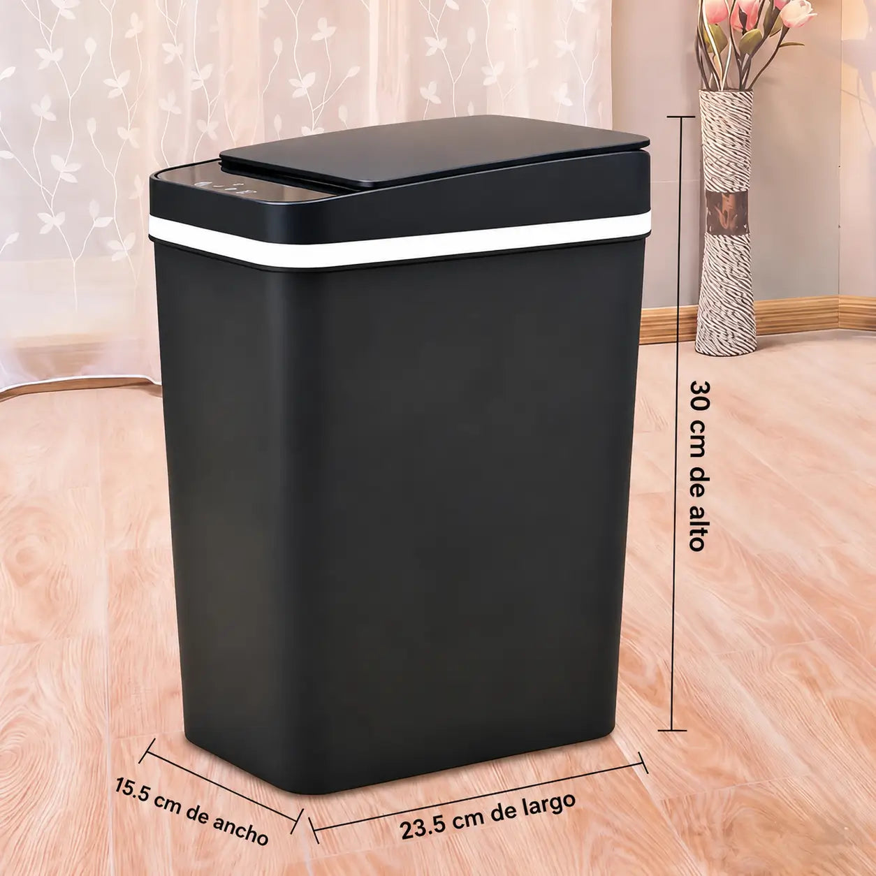 Bote de basura automático 12 L con sensor infrarrojo y tapa hermética para cocina, baño, recámara u oficina en casa