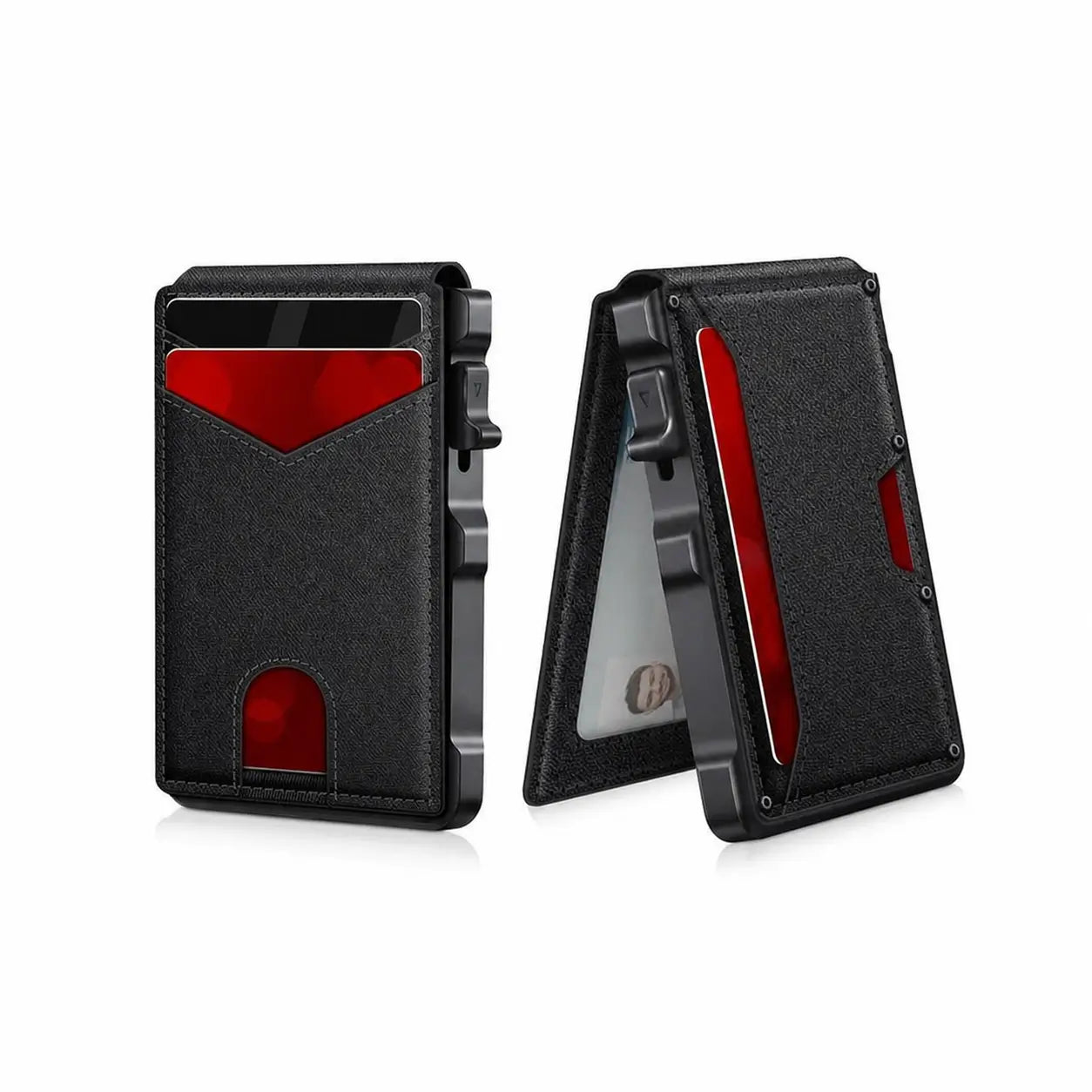 Cartera minimalista para hombre con bloqueo RFID, expulsión pop-up y clip para billetes, ideal para uso diario