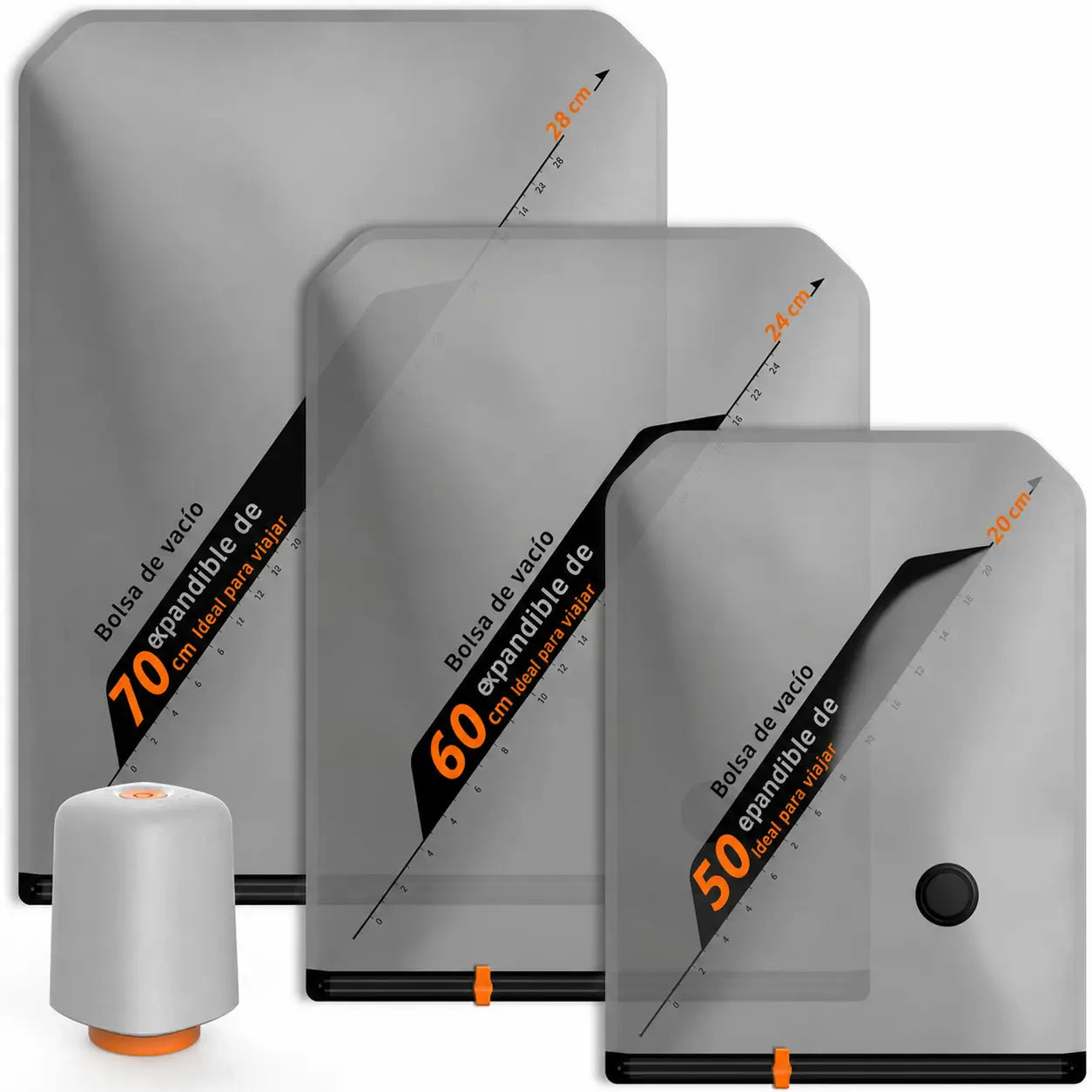 Kit de bolsas al vacío para viaje con bomba eléctrica recargable, compresión rápida para maletas, ropa y artículos voluminosos