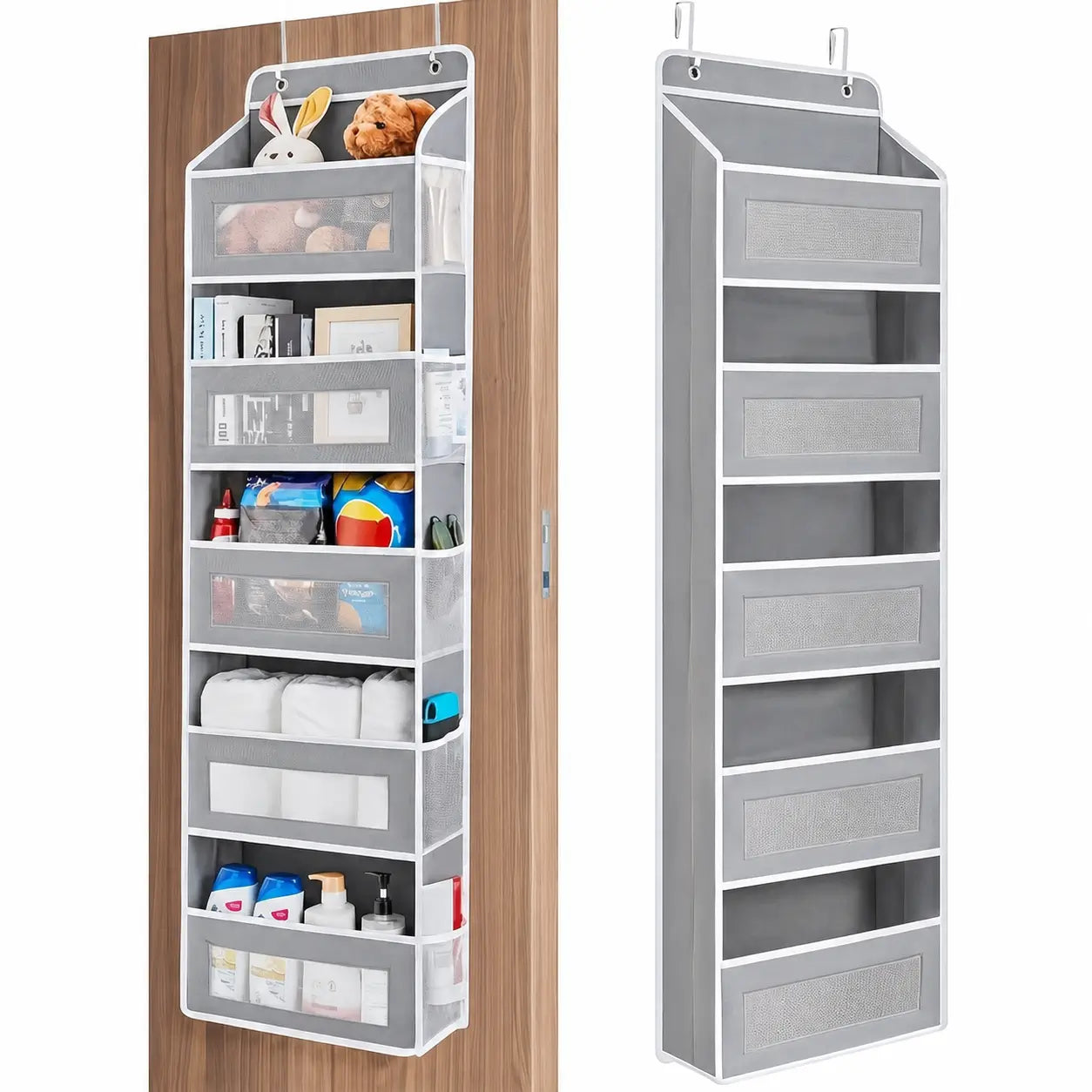 Organizador colgante para puerta de 5 niveles con 10 bolsillos grandes para baño, recámara, clóset y útiles escolares sin ocupar espacio extra