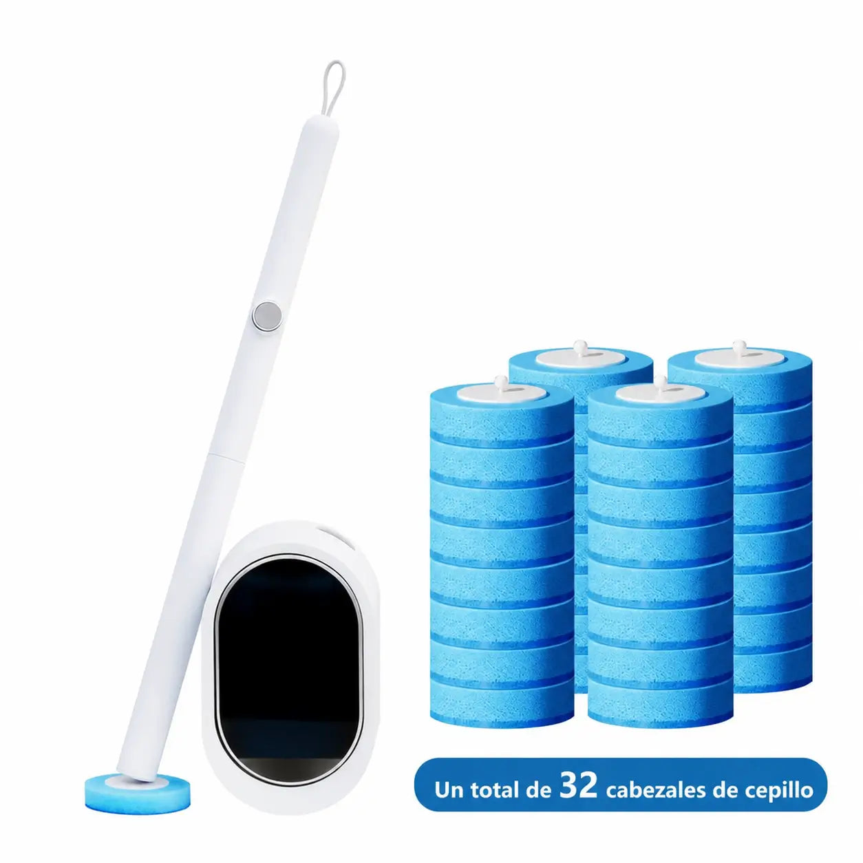 Kit de cepillo para WC con almohadillas desechables autolimpiables y solución incluida para limpiar baño sin enjuague ni malos olores diario