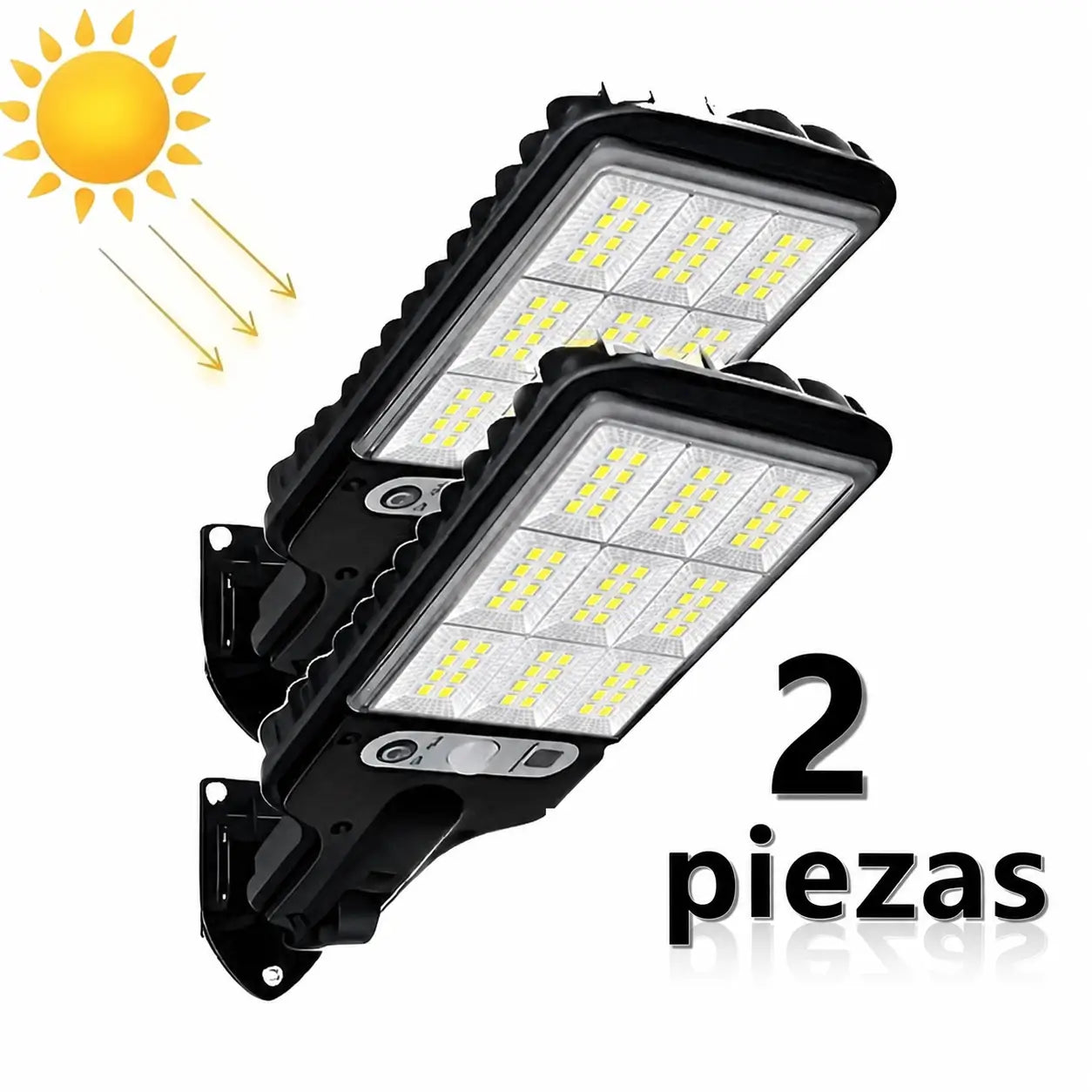 Reflectores solares LED exteriores paquete de 4 impermeables IP65 con sensor de movimiento y rotación 360° para garage, jardín y fachada