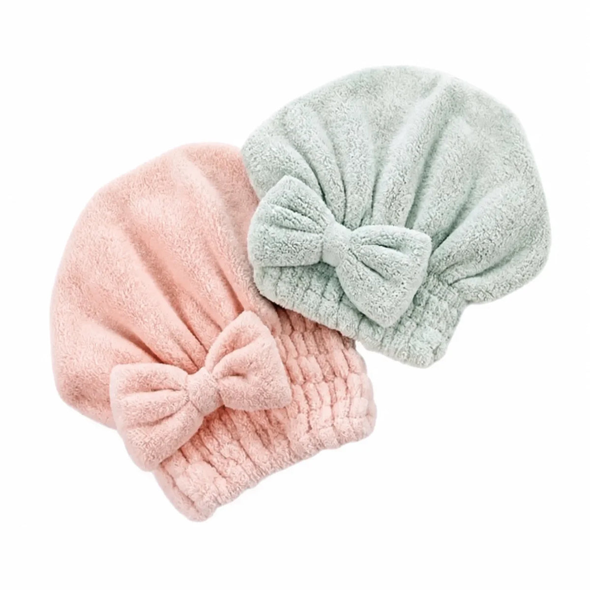 Set de 2 gorros absorbentes para secar cabello con moño, toalla suave reutilizable para ducha y rutina de viaje diaria femenina