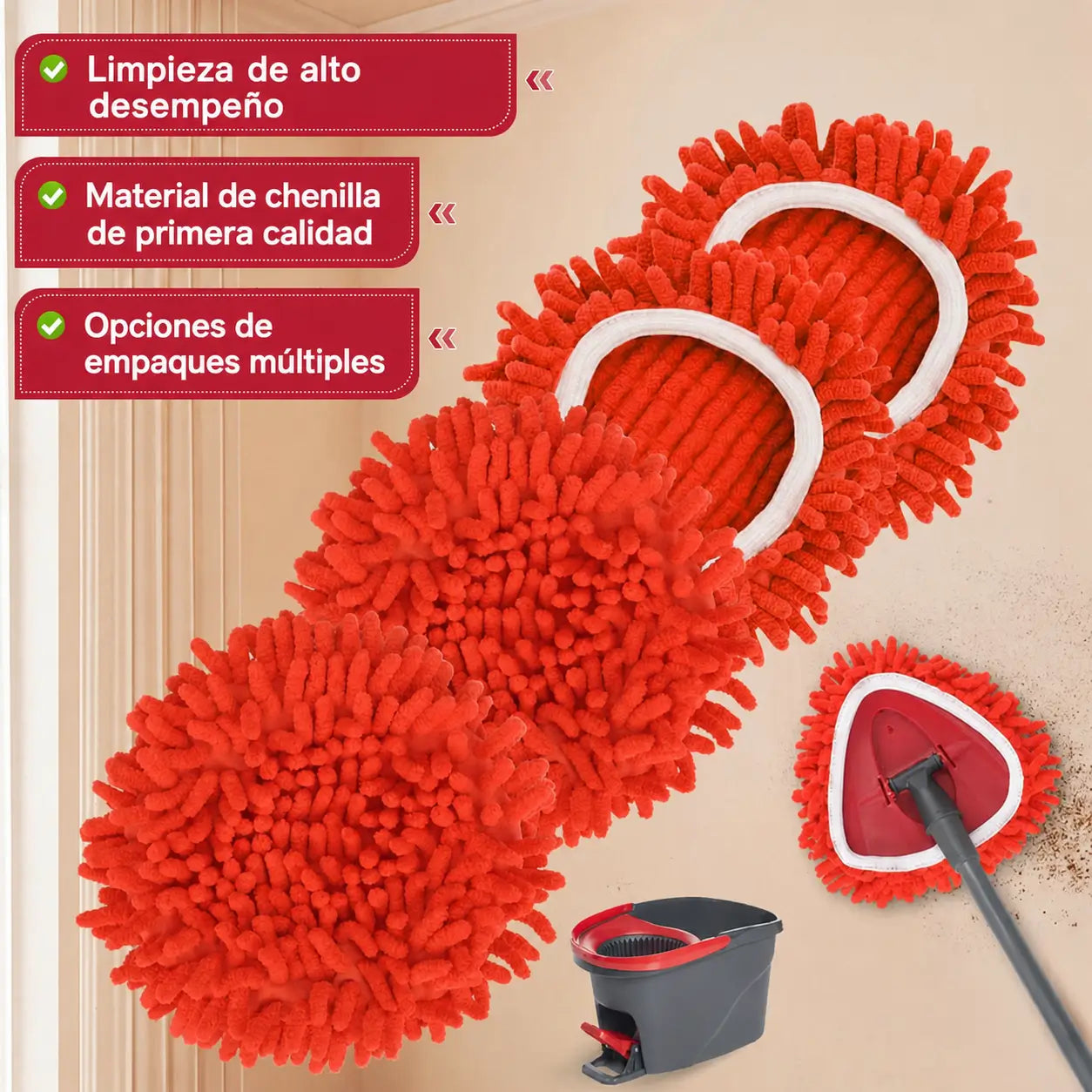 Repuestos de plumero de chenilla electrostática para trapeador de 1 tanque, limpieza en seco de techos, persianas y muebles