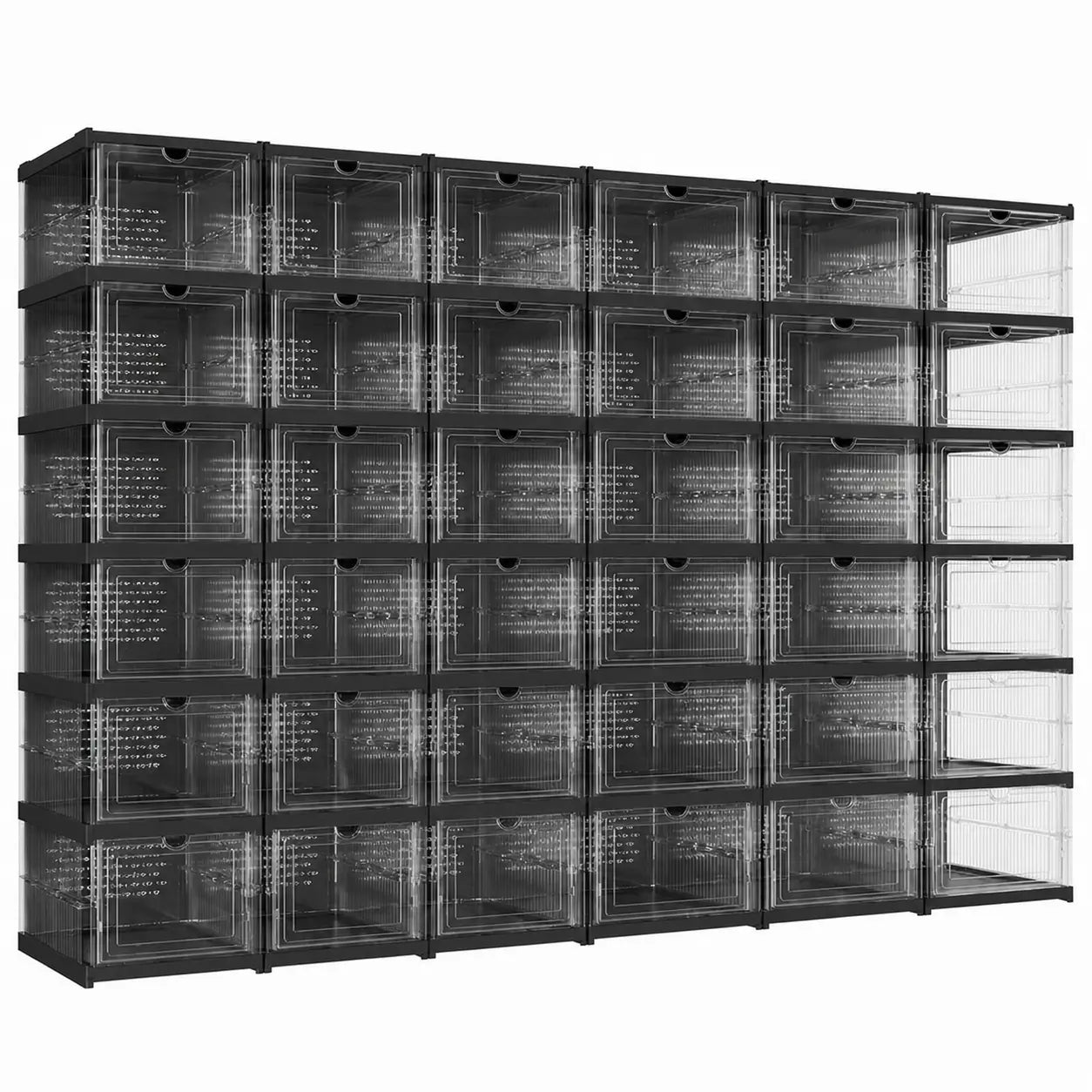Zapatero plegable transparente con 6 cajas apilables para organizar tenis y zapatos hasta talla US 13 en clóset o entrada de casa
