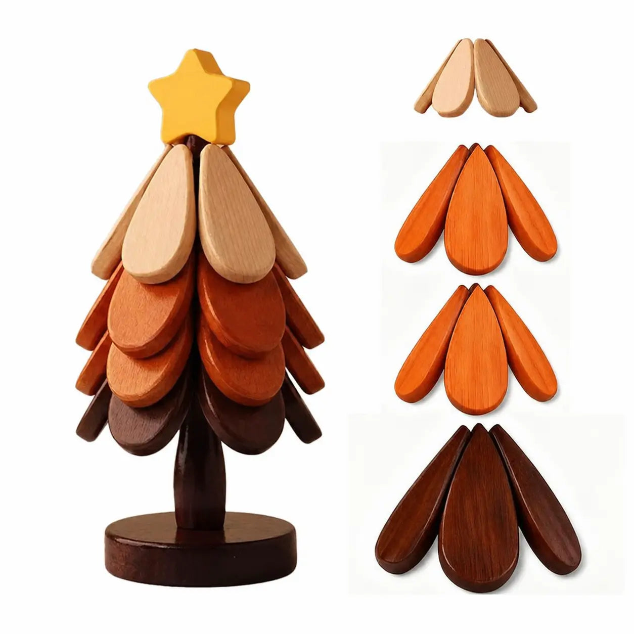 Set de portavasos y salvamanteles de madera resistente al calor con diseño plegable para ollas, platos, tazas y mesa diaria