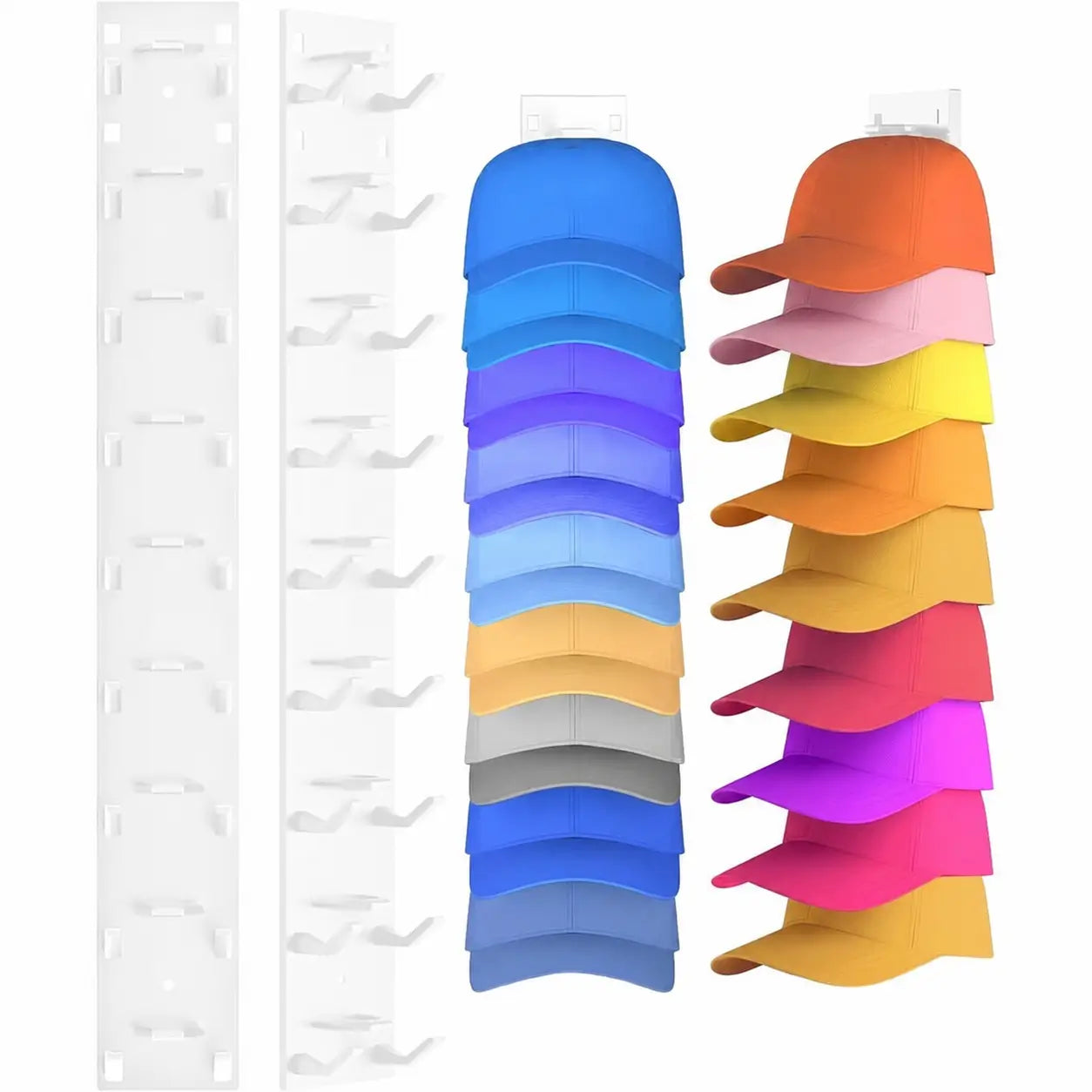 Organizador de gorras para pared, paquete de 2 con 18 espacios, instalación adhesiva o con tornillos para clóset y recámara ordenada