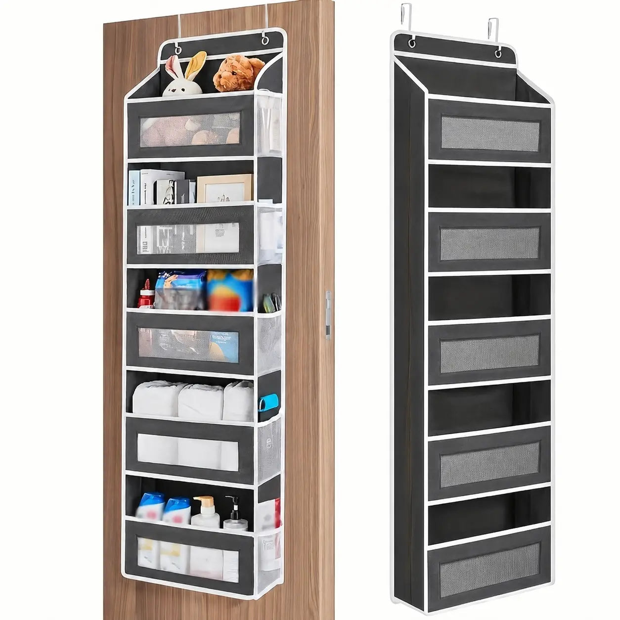Organizador colgante para puerta de 5 niveles con 10 bolsillos grandes para baño, recámara, clóset y útiles escolares sin ocupar espacio extra