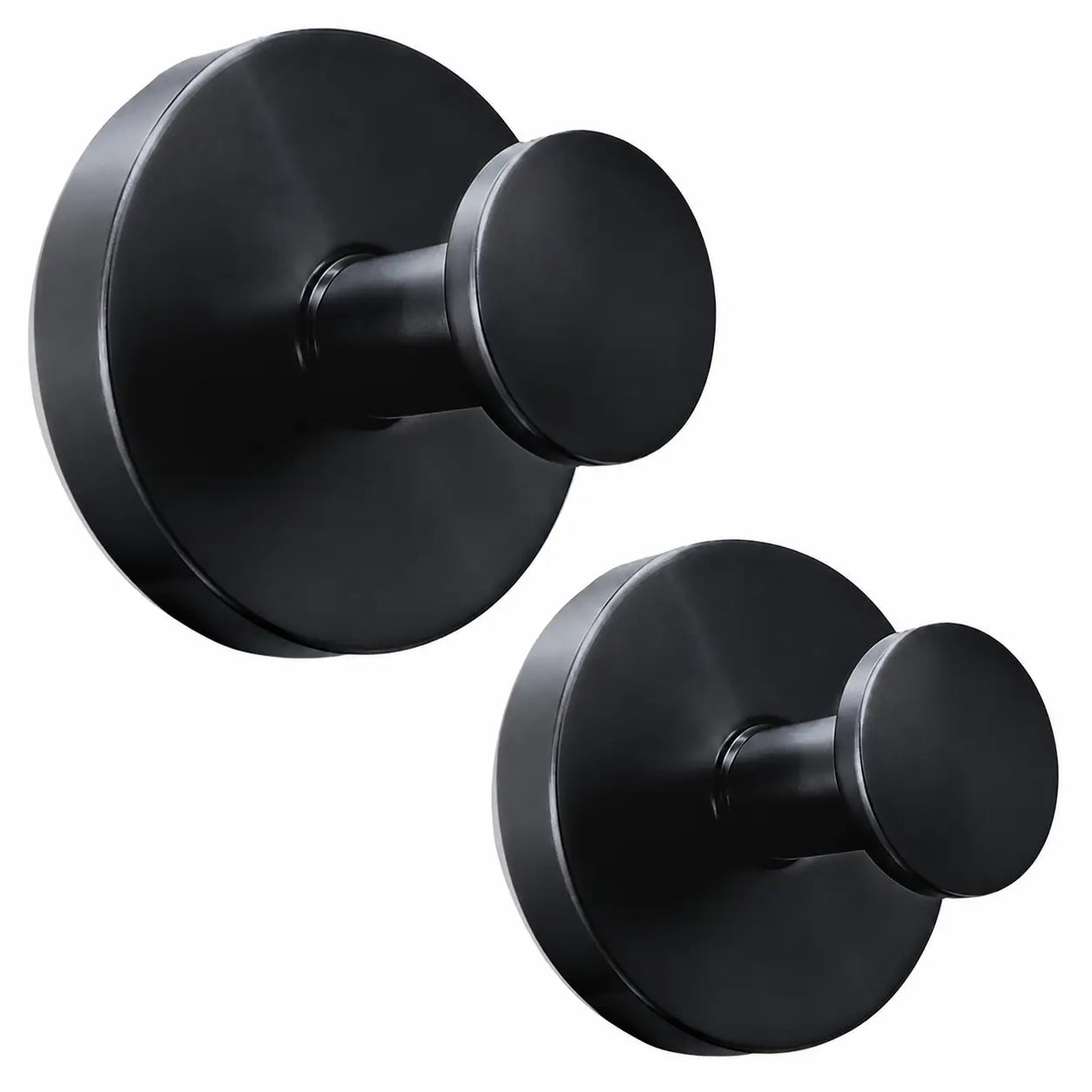Ganchos de succión negros mate sin taladro, paquete de 2 reutilizable para baño, regadera, cocina, toallas, batas y esponjas en superficies lisas