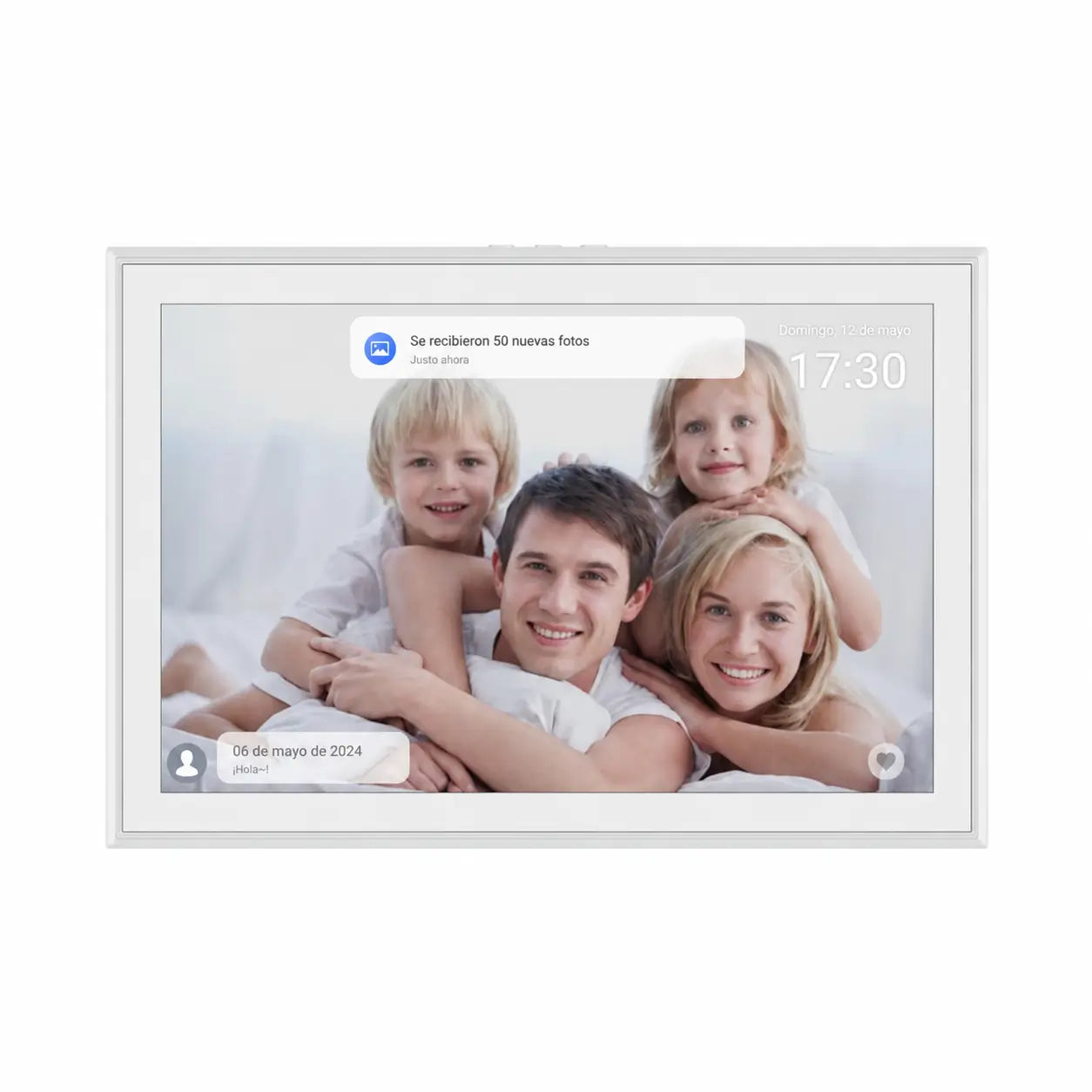 Marco digital para fotos de 10.1" con diseño decorativo de madera, memoria 32GB e instalación sencilla para casa u oficina moderna