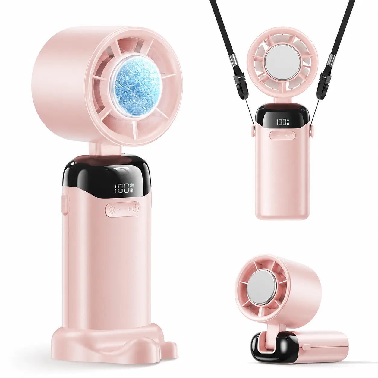 Ventilador portátil turbo 4 en 1 con pantalla LED, batería 3600 mAh y 199 velocidades para viaje, oficina, escritorio y cuello