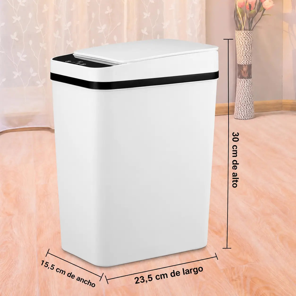 Bote de basura automático 12 L con sensor infrarrojo y tapa hermética para cocina, baño, recámara u oficina en casa