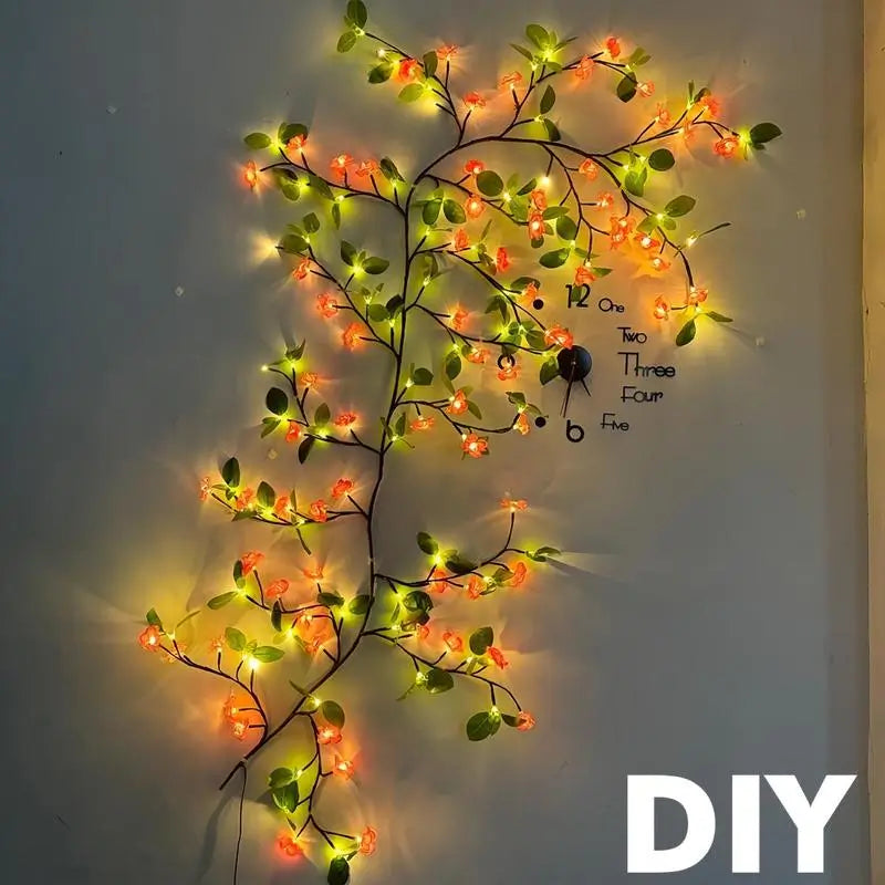 Guirnalda de ramas colgante con 144 luces LED USB, decoración DIY para pared en recámara, sala, fiestas, terraza y jardín