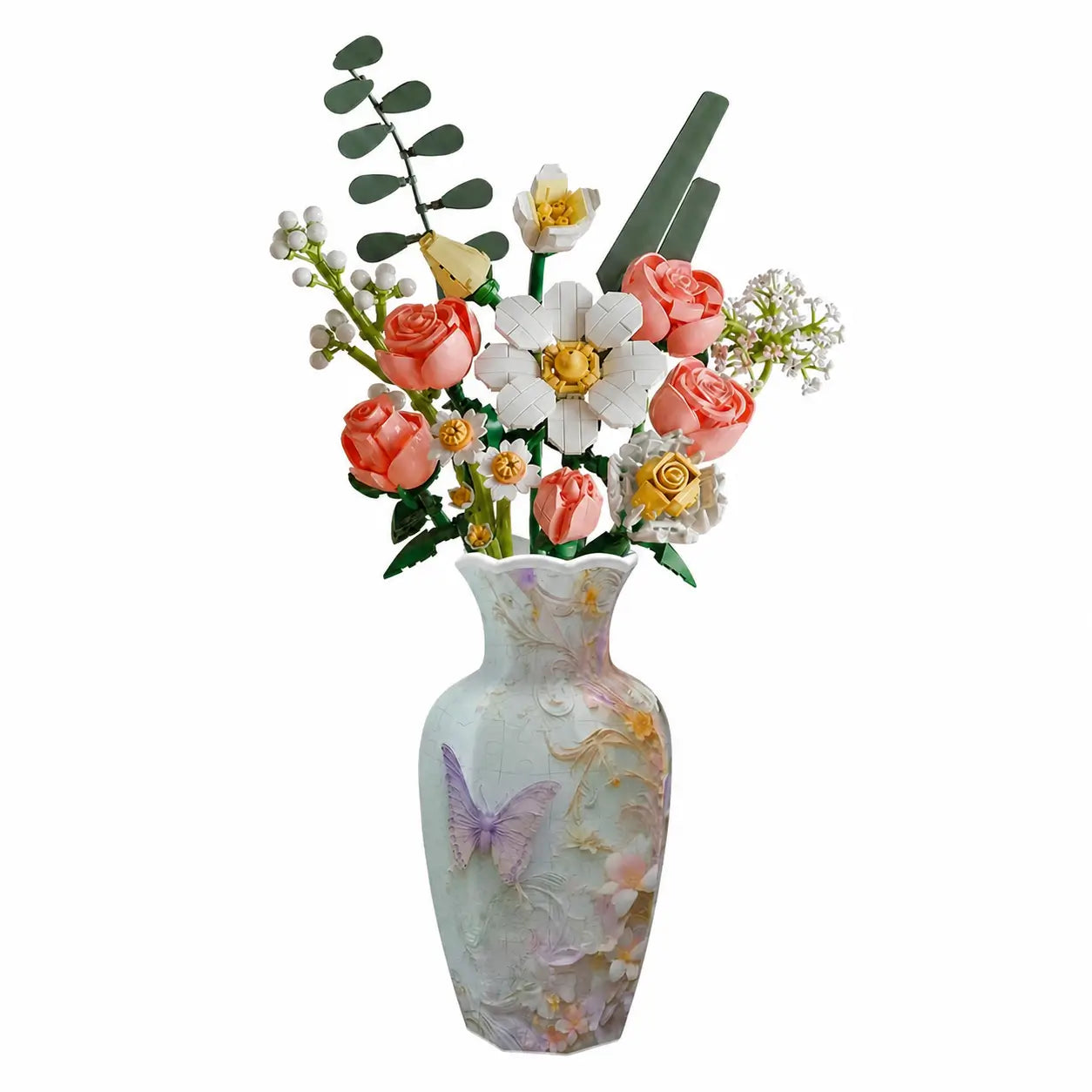 Florero rompecabezas 3D de 160 piezas con vaso desmontable para arreglos florales, decoración creativa en casa y regalo para adultos