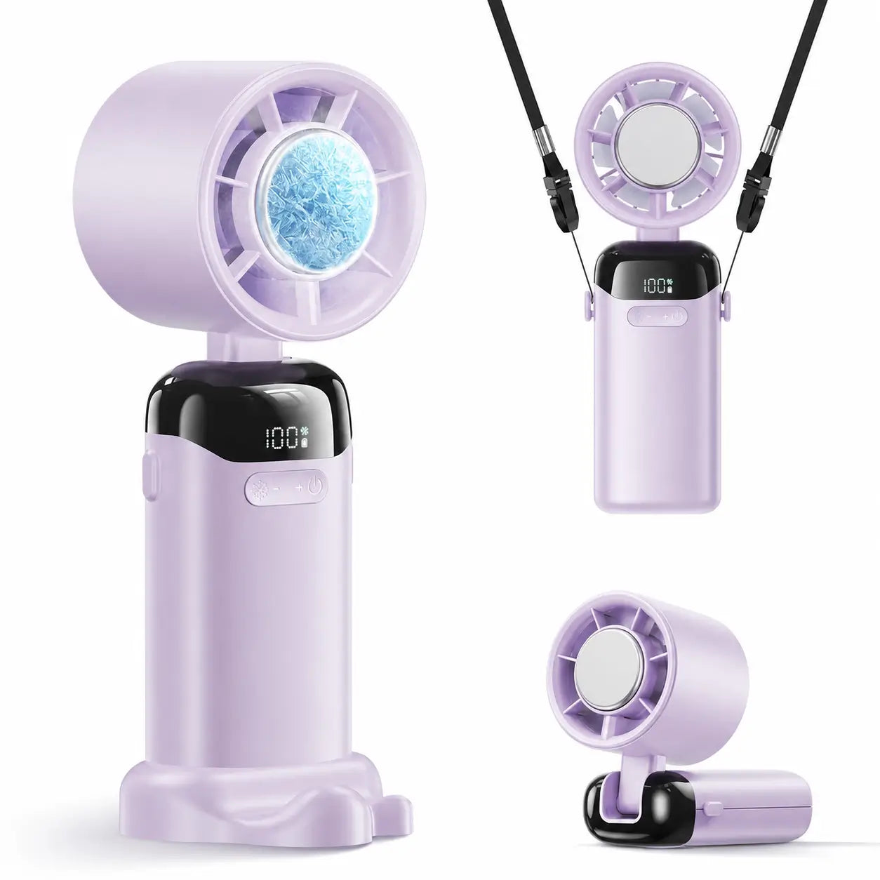 Ventilador portátil turbo 4 en 1 con pantalla LED, batería 3600 mAh y 199 velocidades para viaje, oficina, escritorio y cuello