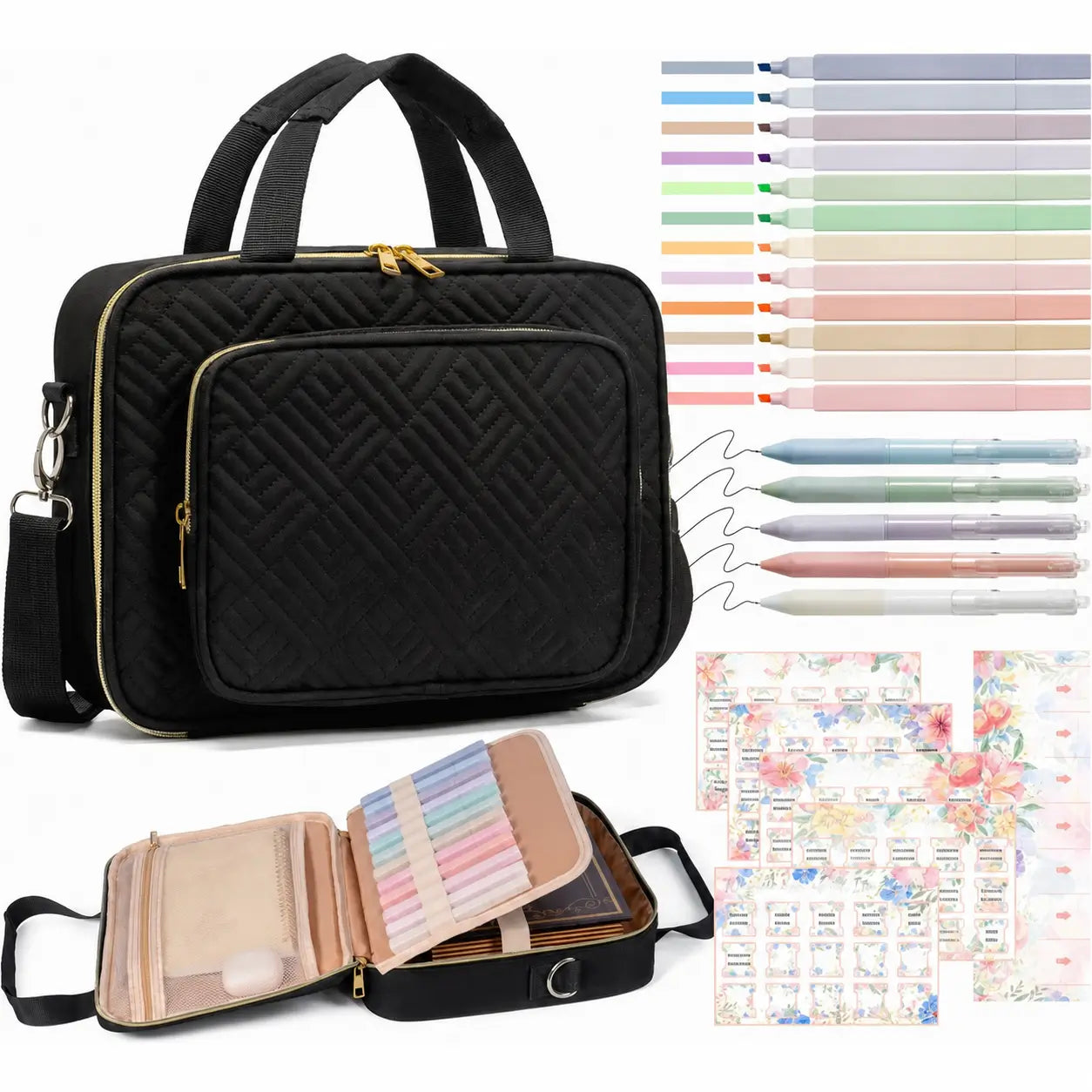 Funda organizadora para Biblia con kit de marcadores, correa ajustable y compartimentos para estudio bíblico en iglesia y casa