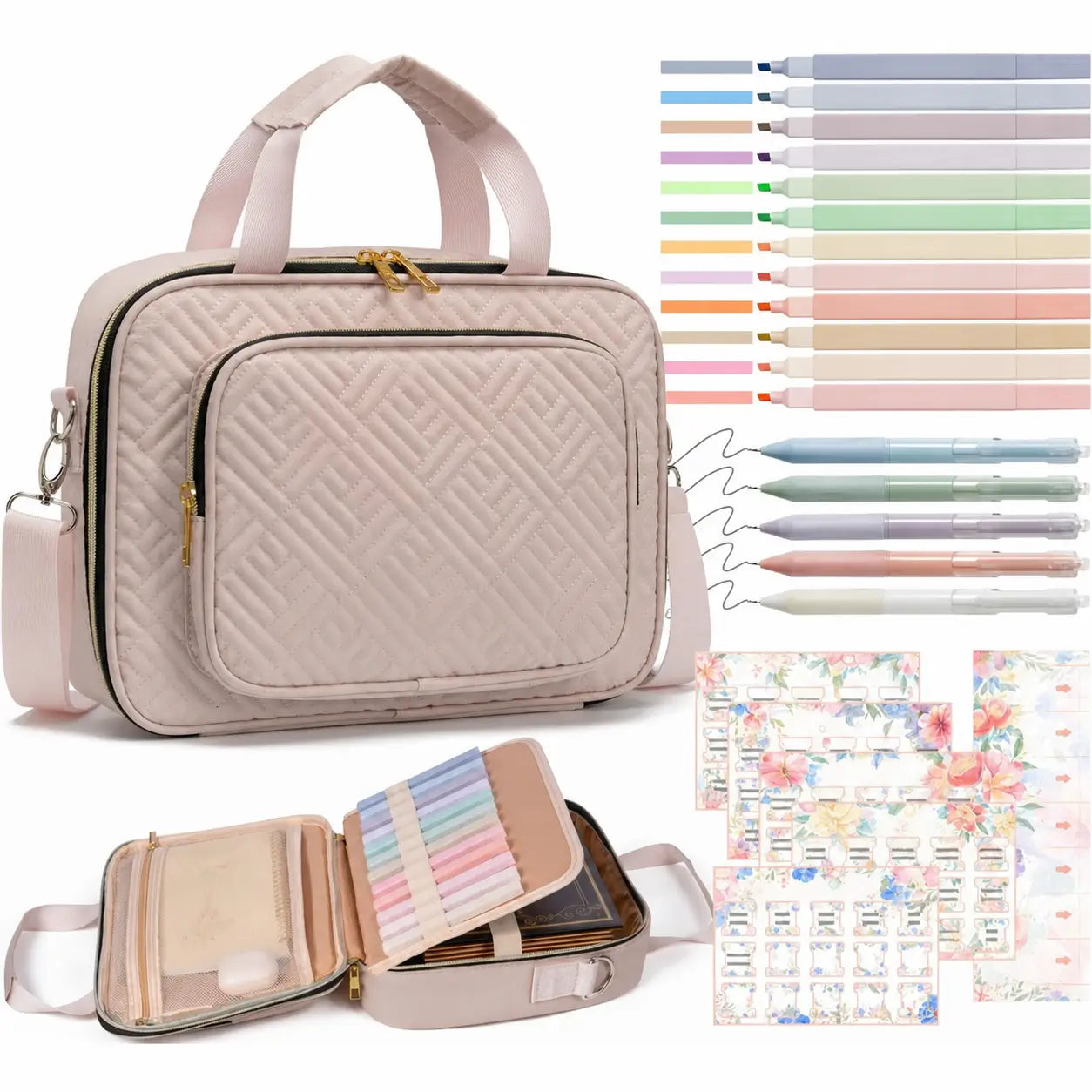 Funda organizadora para Biblia con kit de marcadores, correa ajustable y compartimentos para estudio bíblico en iglesia y casa