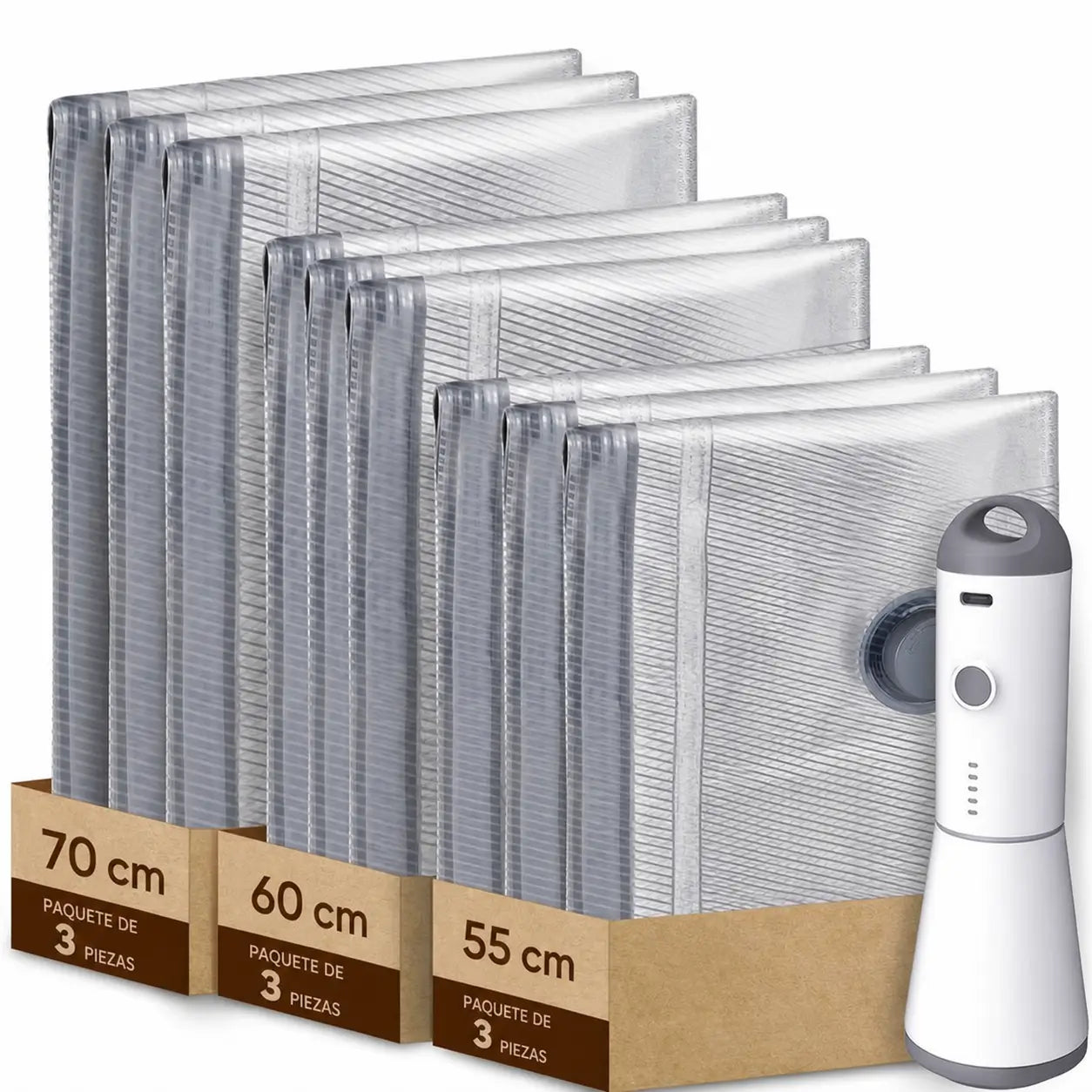 Kit de bolsas al vacío para viaje con bomba eléctrica recargable, compresión rápida para maletas, ropa y artículos voluminosos