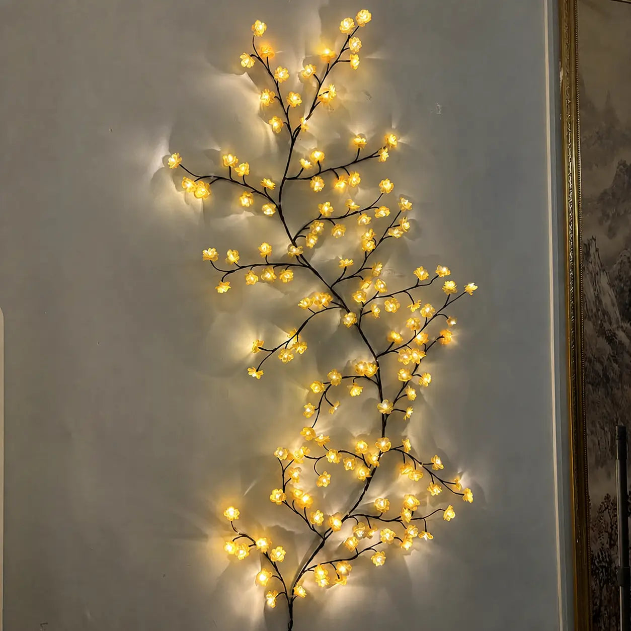 Guirnalda de ramas colgante con 144 luces LED USB, decoración DIY para pared en recámara, sala, fiestas, terraza y jardín