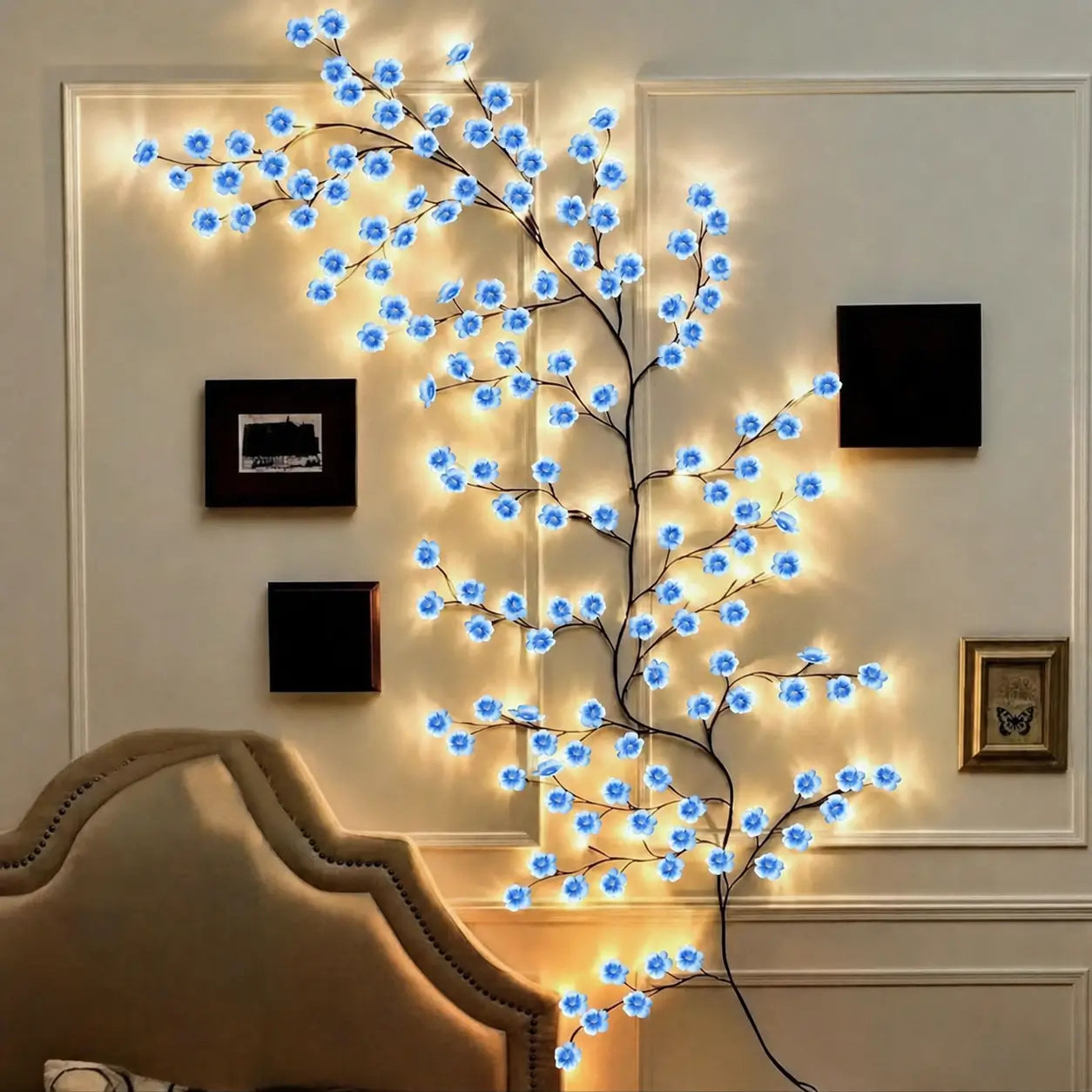 Guirnalda de ramas colgante con 144 luces LED USB, decoración DIY para pared en recámara, sala, fiestas, terraza y jardín