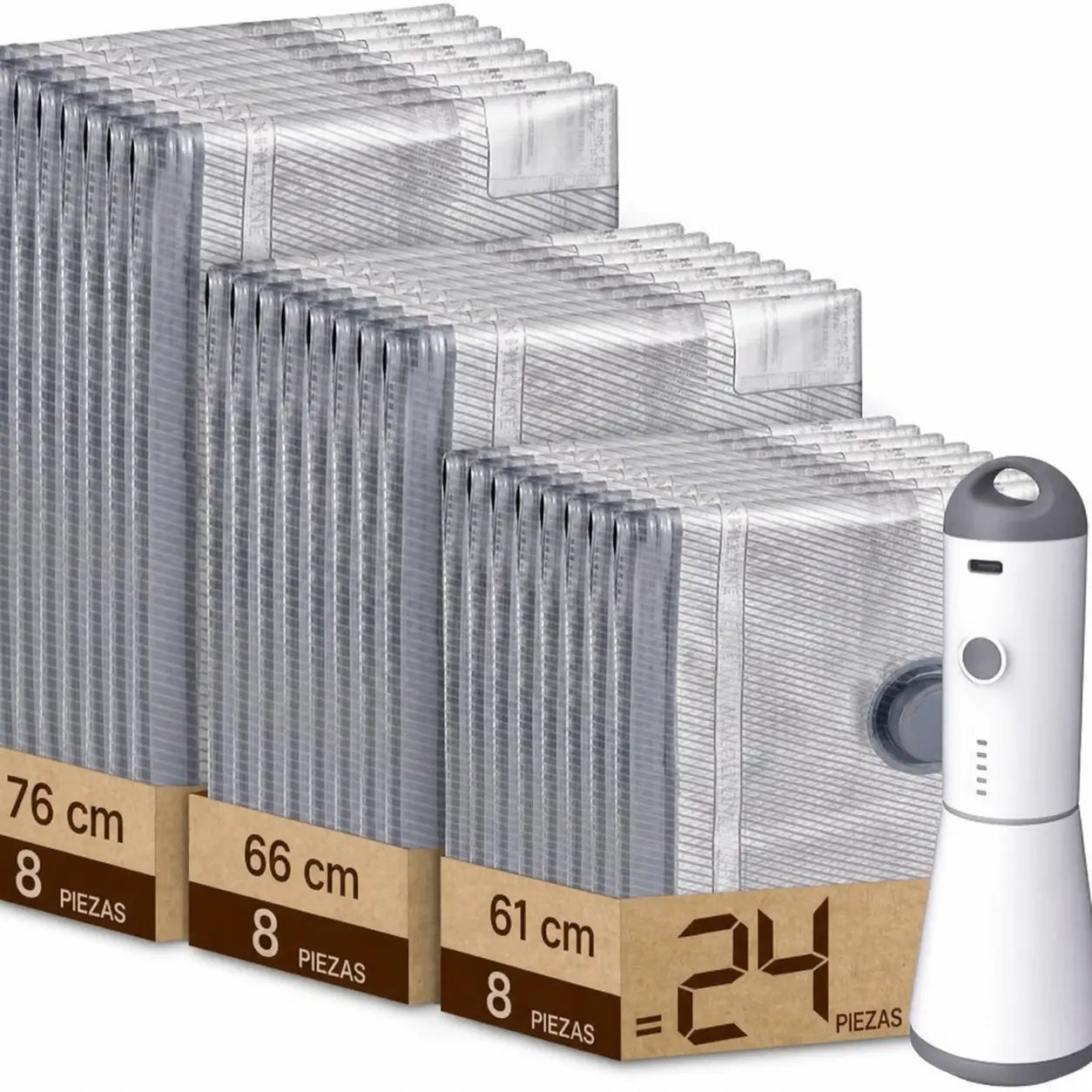 Kit de bolsas al vacío para viaje con bomba eléctrica recargable, compresión rápida para maletas, ropa y artículos voluminosos