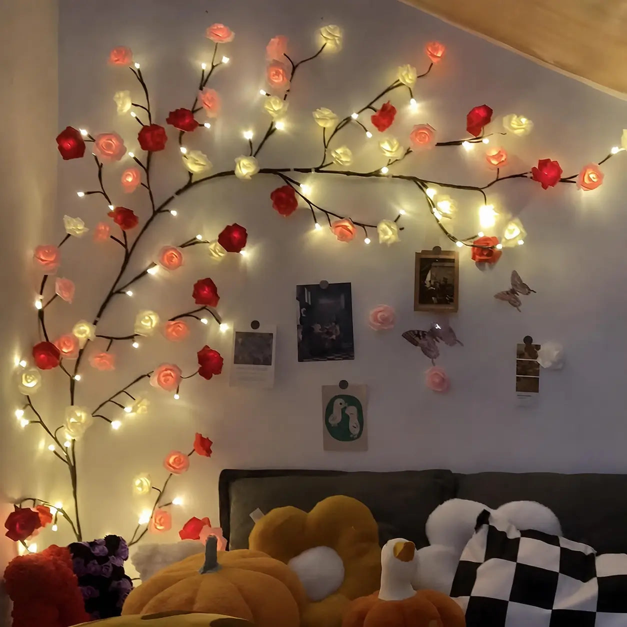 Guirnalda de ramas colgante con 144 luces LED USB, decoración DIY para pared en recámara, sala, fiestas, terraza y jardín