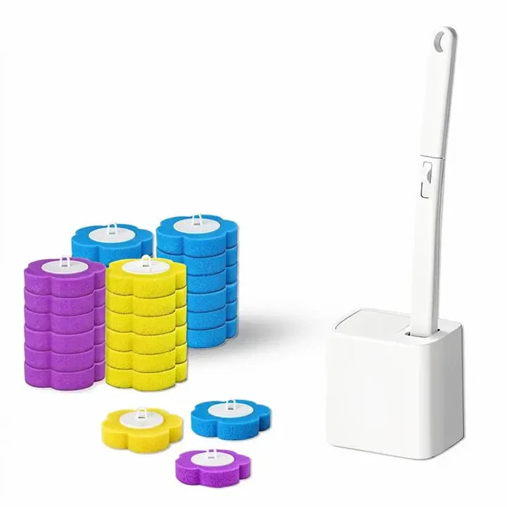 Cepillo desechable para baño con 24 repuestos aromáticos y soporte de pared para limpiar WC, lavabo, tina y mingitorio sin tocar