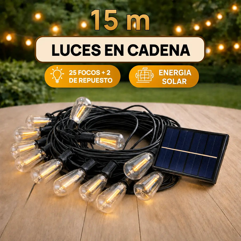 Serie de luces solares LED con sensor de atardecer y 8 modos para terraza, patio y jardín