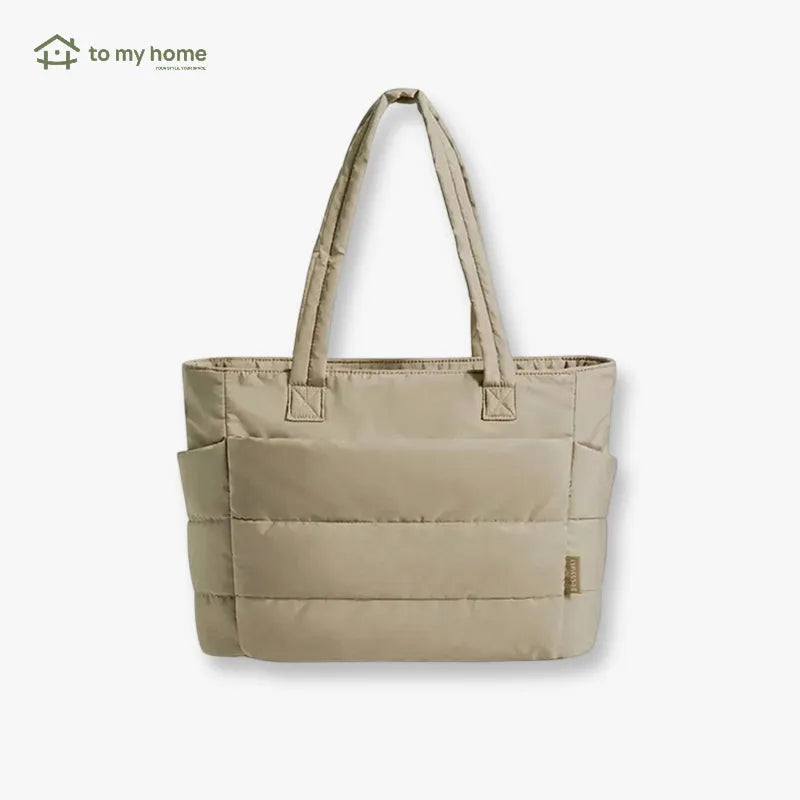 Bolsa tote Puffy acolchada femenina para laptop, trabajo y viaje, ligera, espaciosa y resistente, con varios compartimentos para organizar y llevar todo