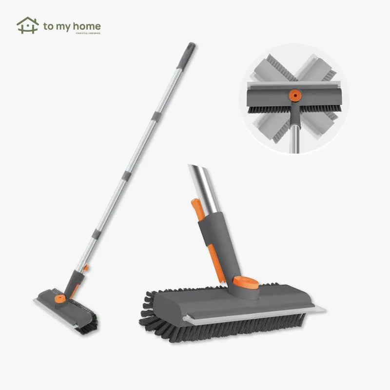 Cepillo de limpieza 3 en 1 para pisos con mango largo y cerdas rígidas, ideal para baño, ducha, garage y terrazas con resistencia total