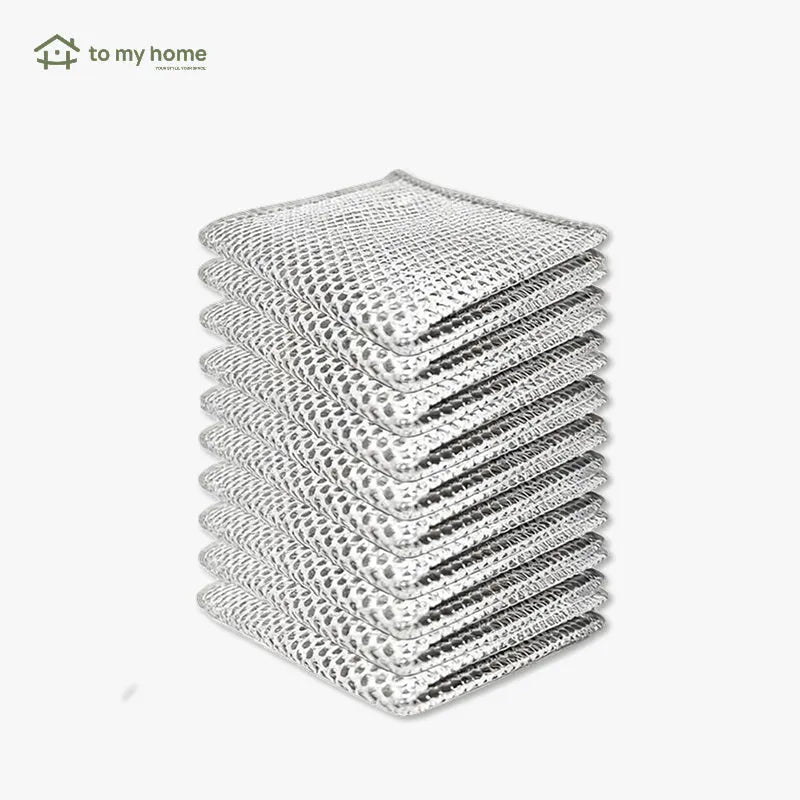 Juego de 10 esponjas de acero no rayables para limpieza, con paño multiusos de doble capa para platos y superficies, durabilidad comprobada