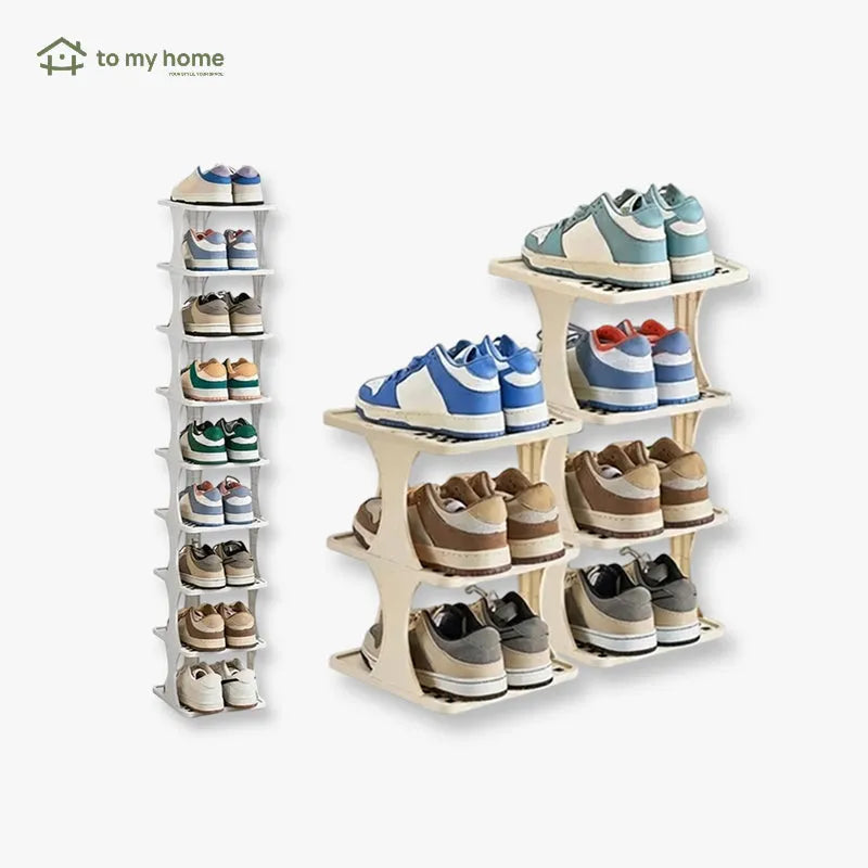 Zapatera vertical modular 6 a 9 niveles, estructura compacta, moderna y resistente, organización doméstica eficiente, maximiza espacio y mantiene orden en cualquier habitación