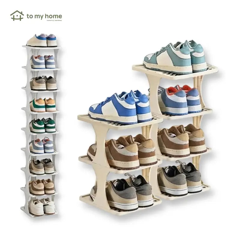 Zapatera vertical desmontable de plástico ajustable, organizador ahorra espacio para tenis y zapatos en recámara, baño u oficina con niveles expandibles