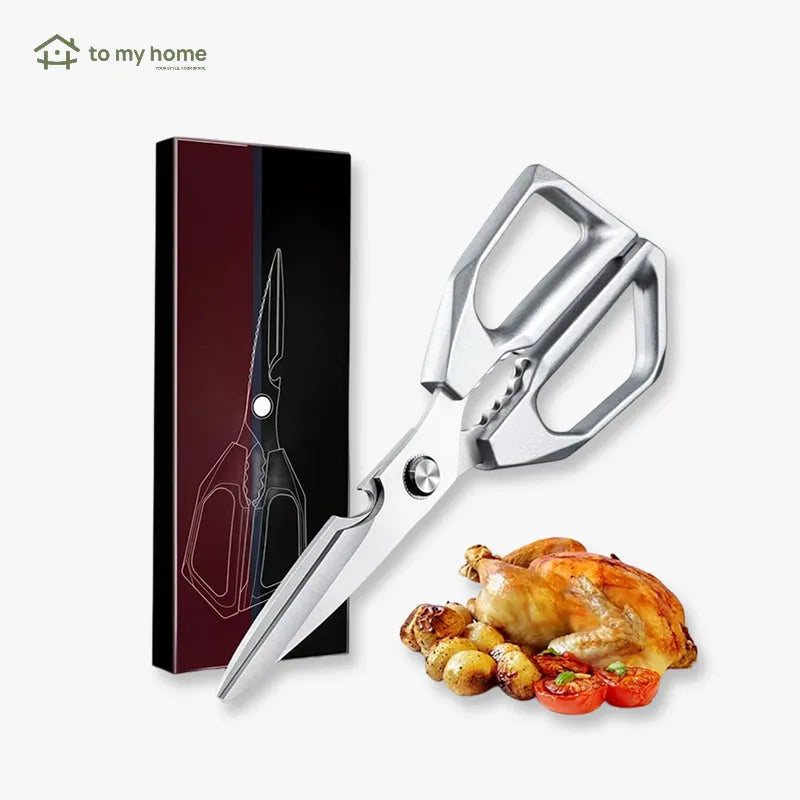 Tijeras de cocina profesionales en acero inoxidable, para carnes, aves, huesos, cortes precisos y uso culinario multifuncional, indispensables en hogar o cocina profesional
