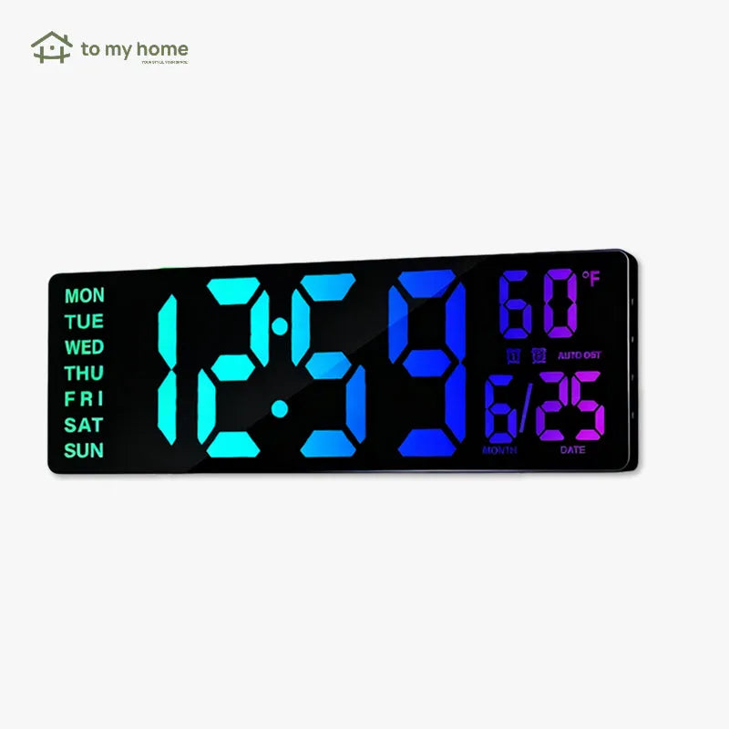 Reloj de pared digital grande de 41.9cm con control remoto, luz RGB, 11 modos, doble alarma y pantalla LED de gran visibilidad nocturna