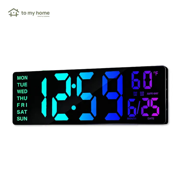 Reloj digital de pared LED 16.5 pulgadas con luz RGB y alarmas dobles para sala, oficina, cocina o setup gamer