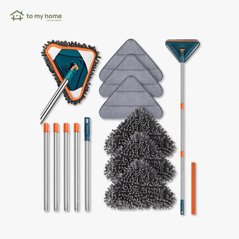 Mop ajustable 360° para limpieza de pisos y paredes, incluye 6 almohadillas de microfibra y rodillo de silicón, esfuerzo mínimo garantizado