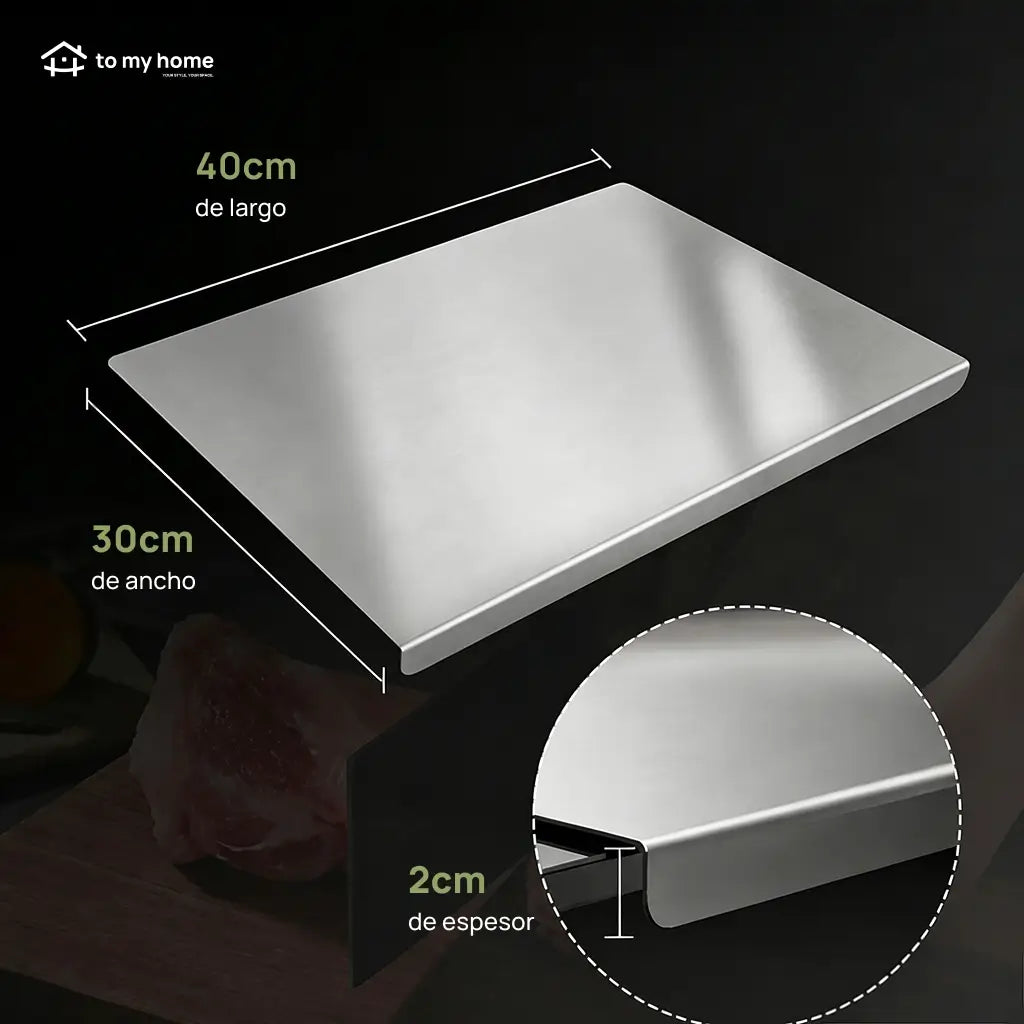 Tabla para picar de acero inoxidable 304, higiénica y antiderrapante para carnes, verduras y masas