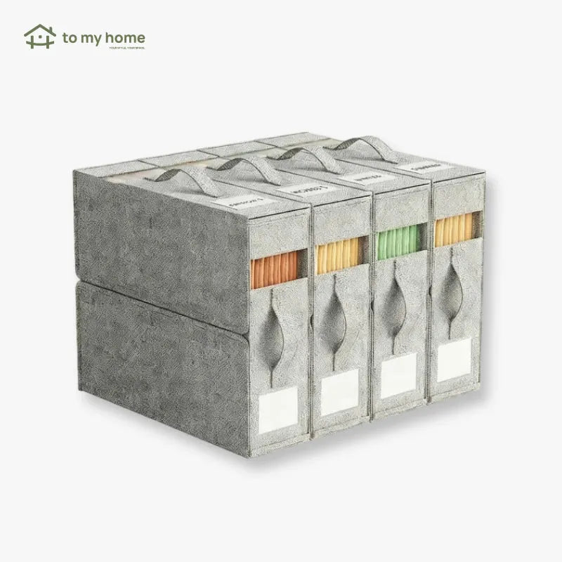 Juego de 4 organizadores de sábanas para armario, cajas plegables con ventana transparente, a prueba de polvo, mantienen la ropa ordenada y organización visual efectiva