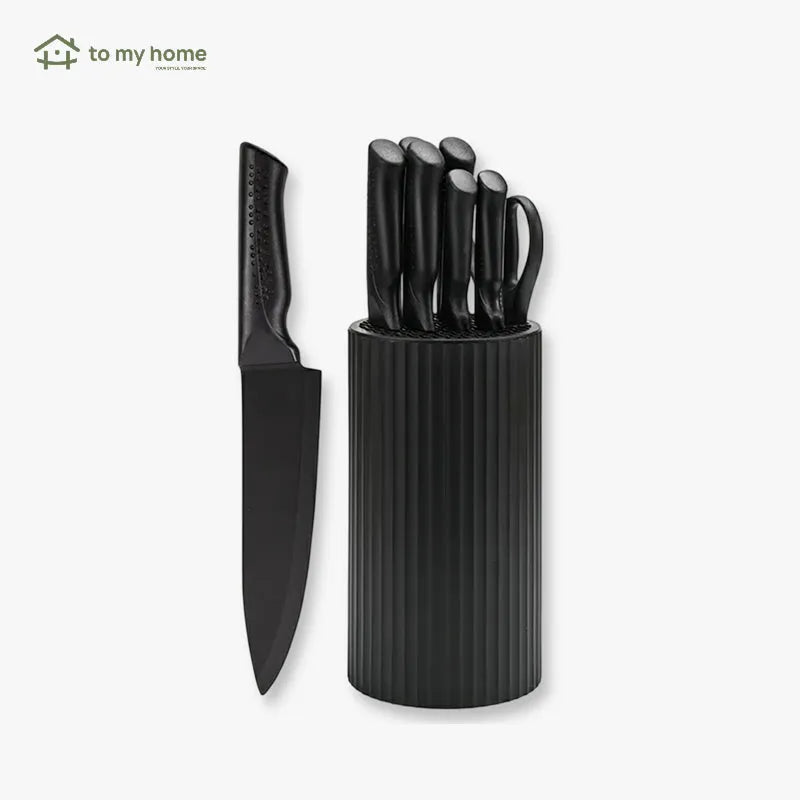 Set de 8 cuchillos de chef profesionales en acero afilado, soporte universal anti óxido, diseño ergonómico y equilibrado para cortar con precisión y comodidad