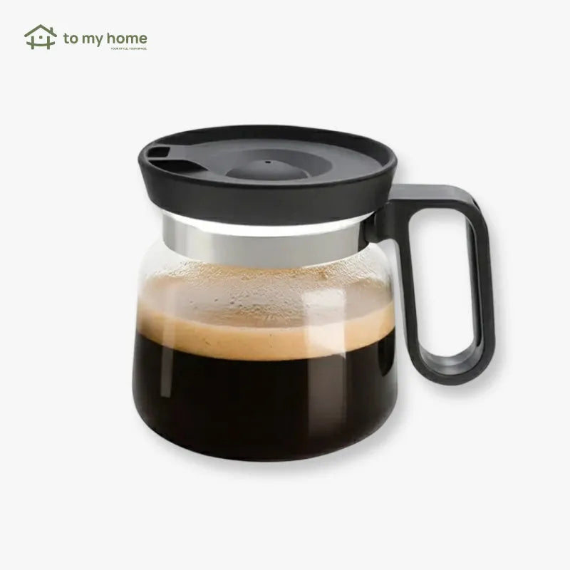 Taza decorativa en forma de cafetera de vidrio de 470 ml, con tapa y asa ergonómica, ideal como regalo original y práctico para amantes del café