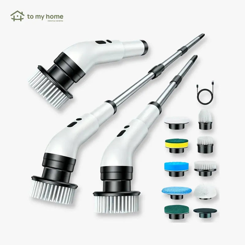 Cepillo eléctrico giratorio inalámbrico e impermeable, con 2 velocidades y 9 accesorios, limpieza profunda profesional eficaz para baños, cocina y superficies difíciles