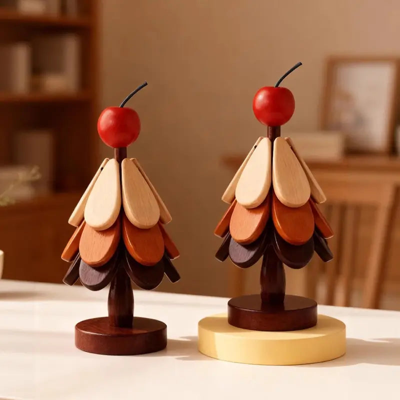 Posavasos de madera maciza en forma de árbol de Navidad, creativo y funcional, protege del calor, resistente, decorativo y perfecto para uso en hogar y oficina