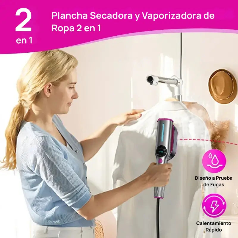 Vaporizador portátil de ropa para viaje, calentamiento rápido en 5 segundos, 7 modos de temperatura, con cable giratorio 90°, ropa sin arrugas fácilmente