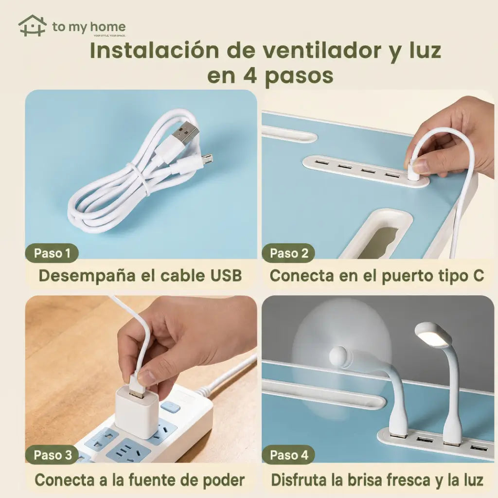 Mesa plegable para laptop con 4 puertos USB, cajón y portavasos para trabajar, leer o estudiar cómodo en cama o sofá