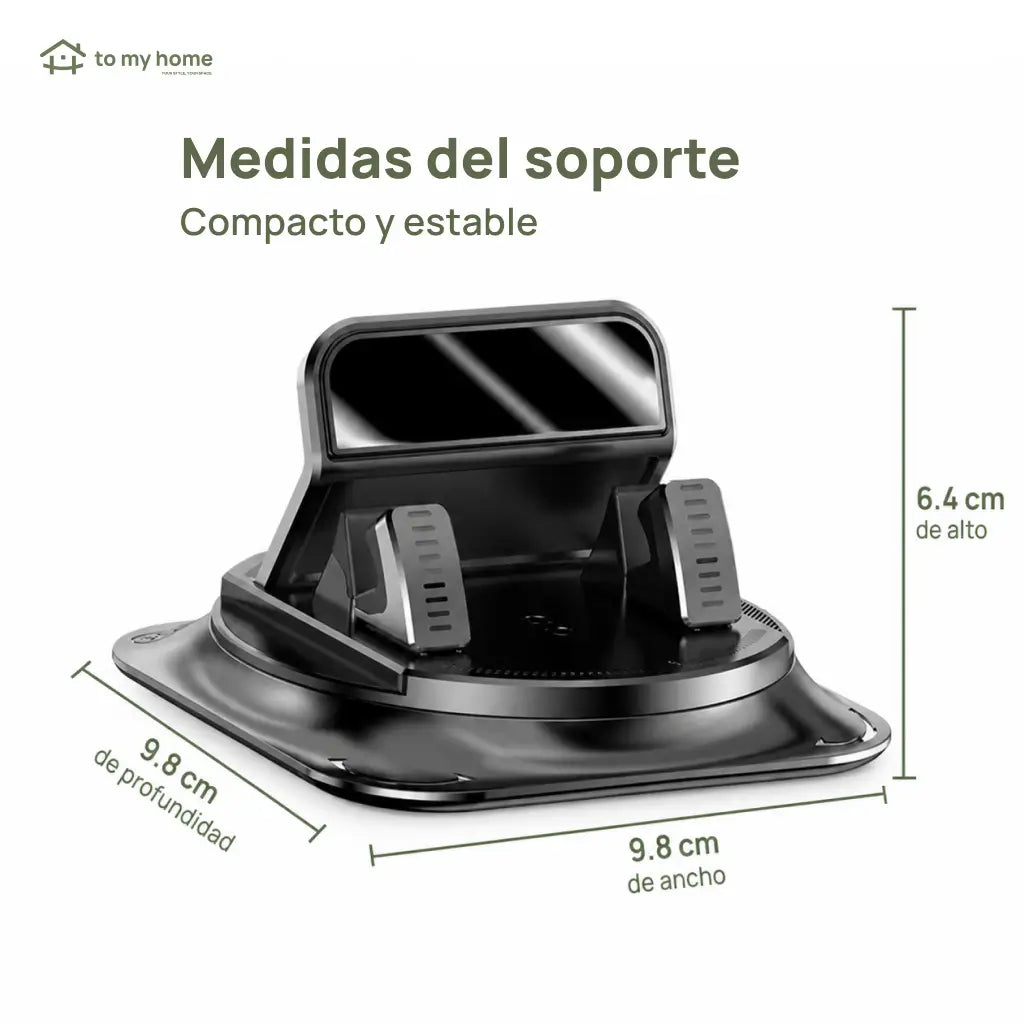 Soporte para celular de auto con rotación 360° y ventosa estable para navegación en tablero, compatible con iPhone y Android segura
