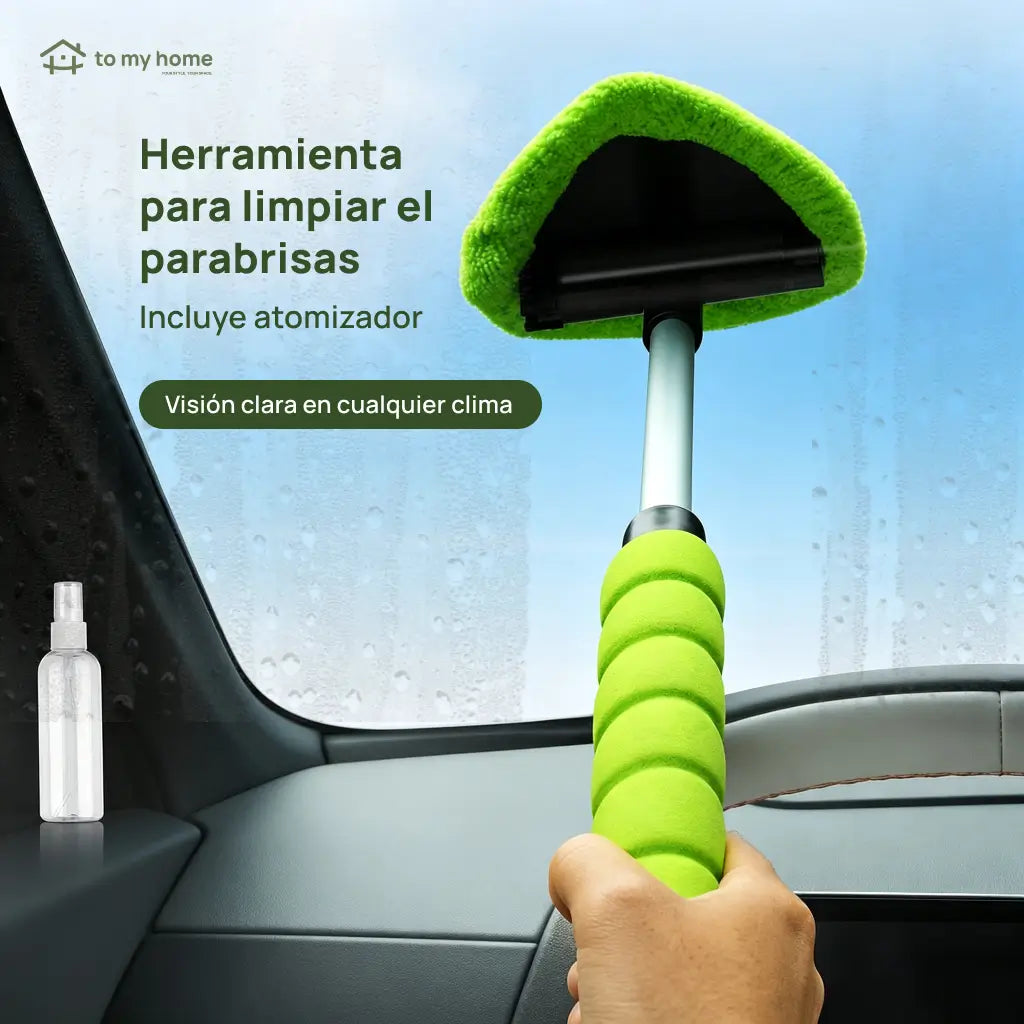 Limpiador de parabrisas extensible con cabeza triangular giratoria y 4 pads de microfibra para autos, camionetas y SUV en limpieza interior y exterior